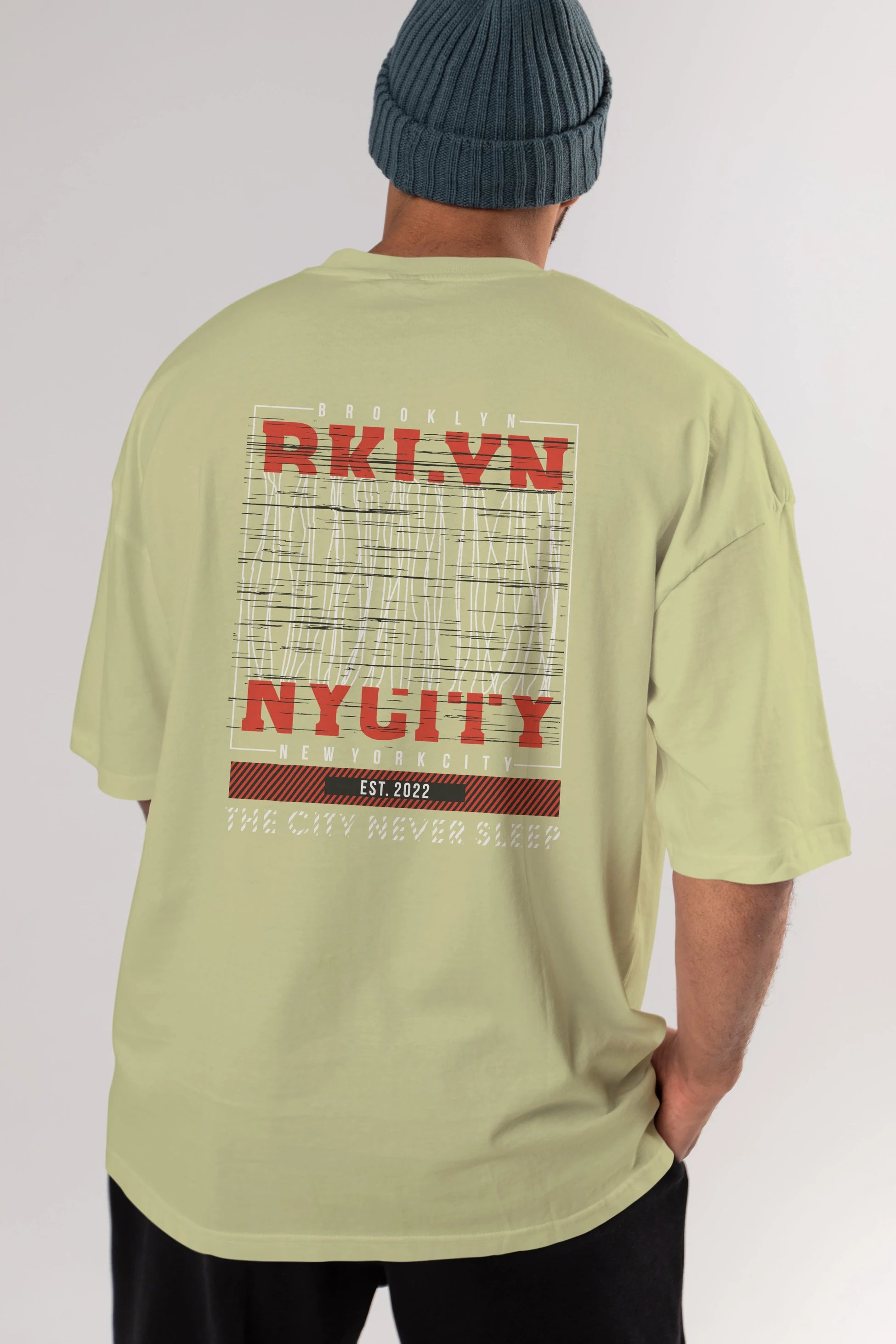 Brooklyn New York City Arka Baskılı Oversize t-shirt Erkek Kadın Unisex