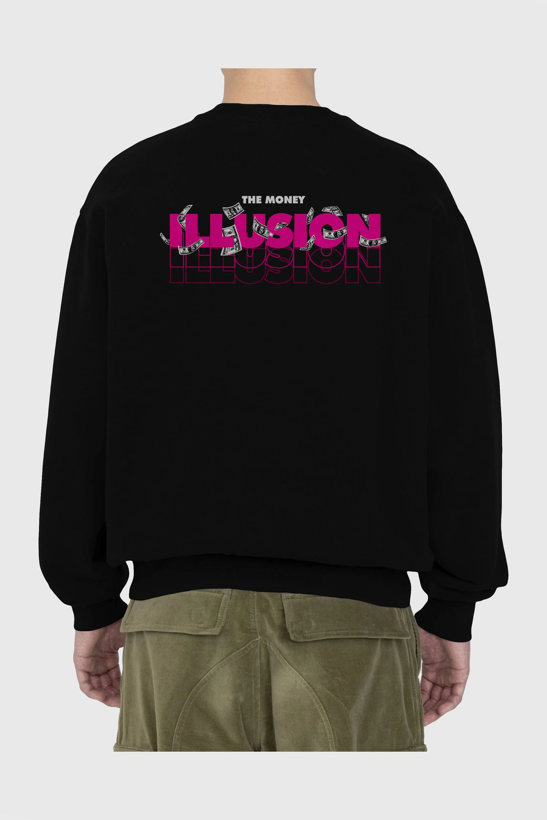 The Money Illusion Arka Baskılı Oversize Sweatshirt Erkek Kadın Unisex