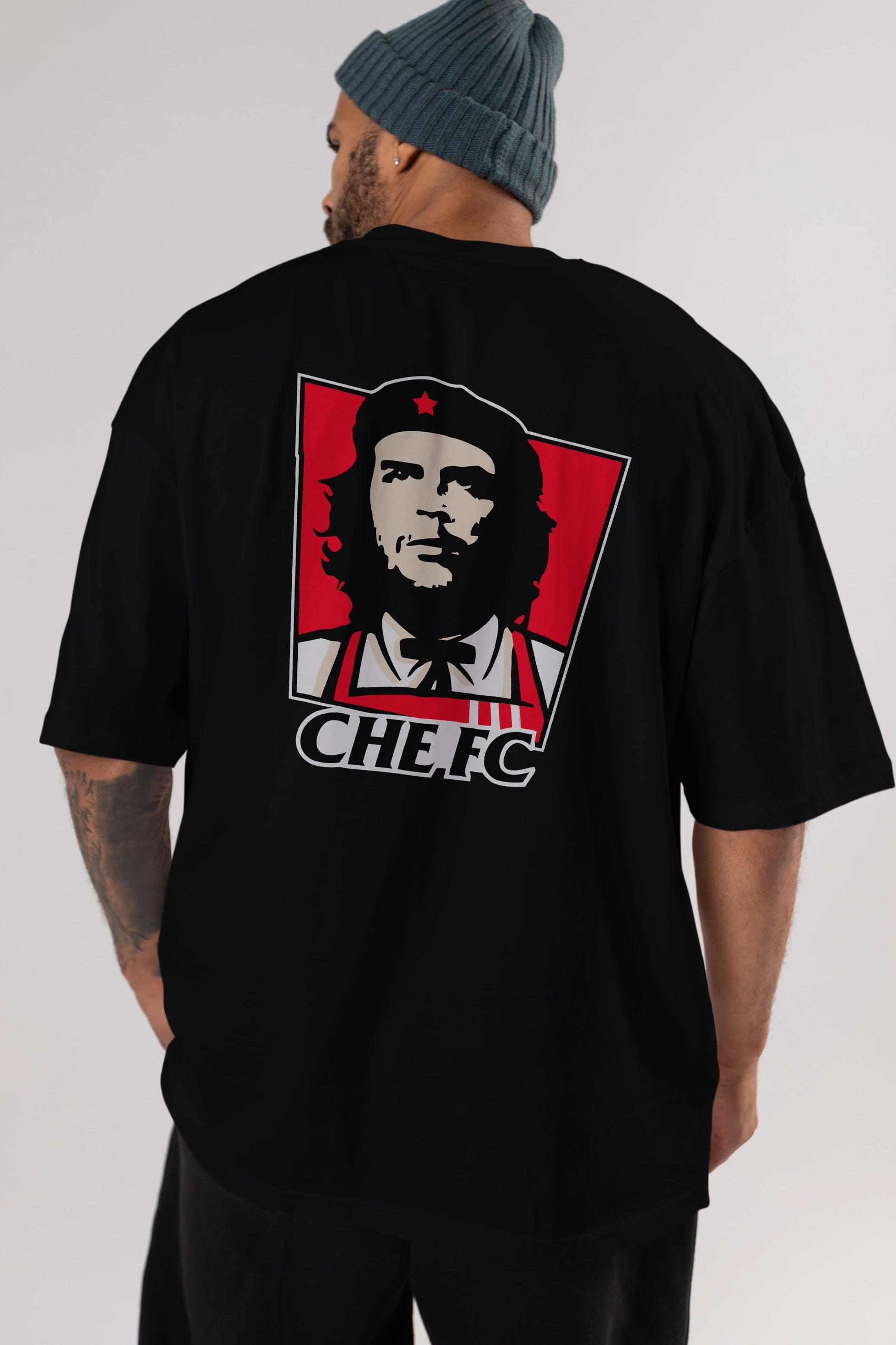 Che FC Arka Baskılı Oversize t-shirt Erkek Kadın Unisex %100 Pamuk Bisiklet Yaka tişort