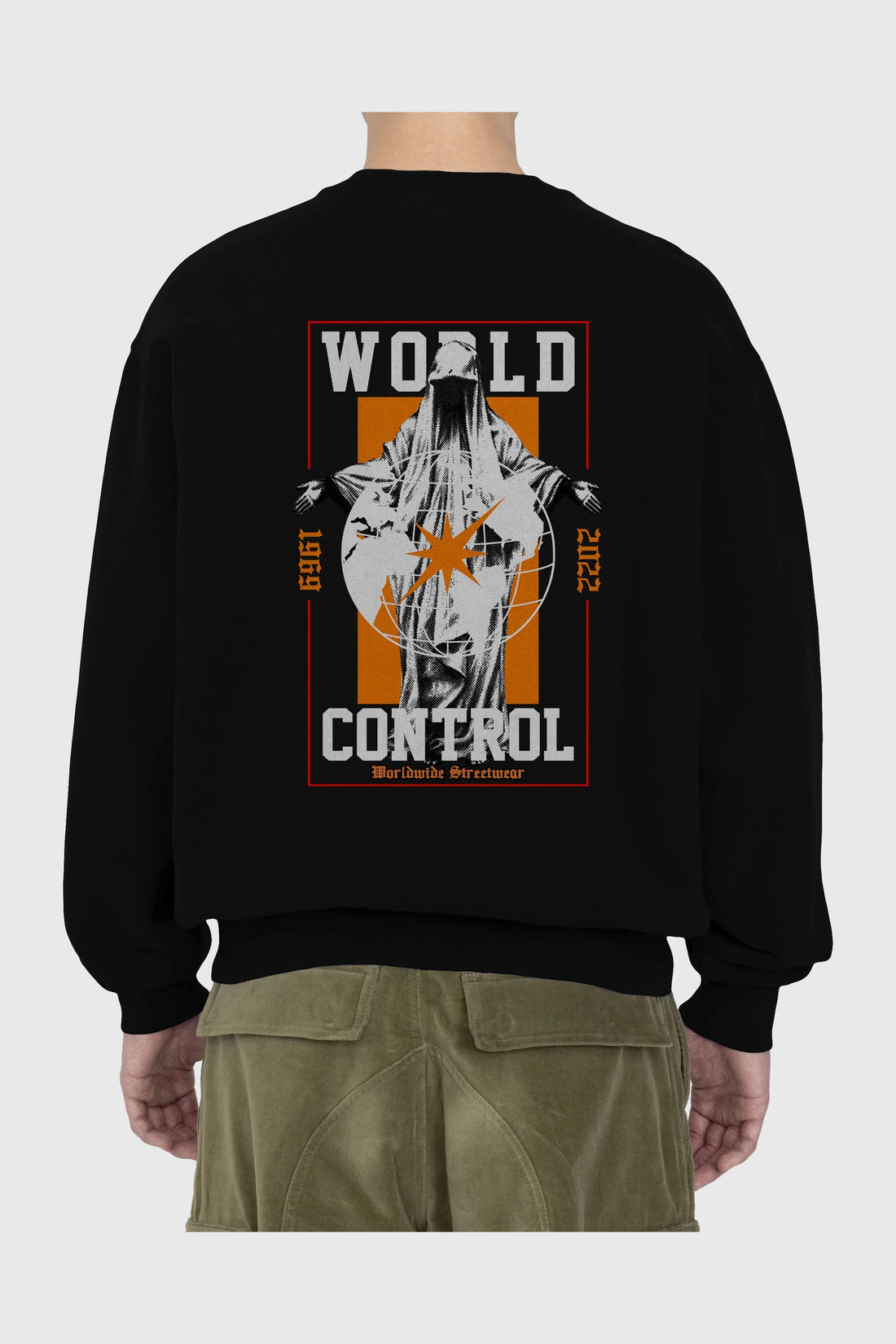 World Control Arka Baskılı Oversize Sweatshirt Erkek Kadın Unisex