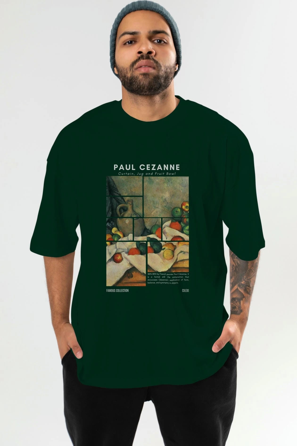 Paul Cezanne Curtain ön Baskılı Oversize t-shirt Erkek Kadın Bisiklet Yaka Pamuk tişort