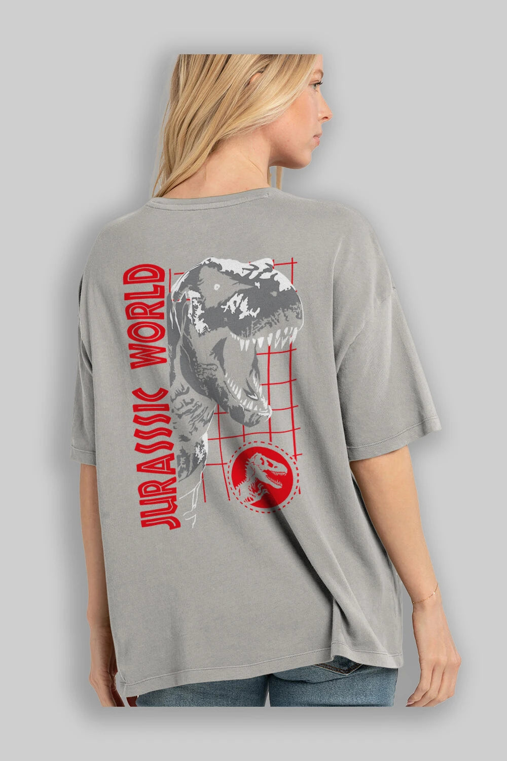 Jurassic Park (2) Arka Baskılı Oversize t-shirt Erkek Kadın Unisex %100 Pamuk Bisiklet Yaka tişort