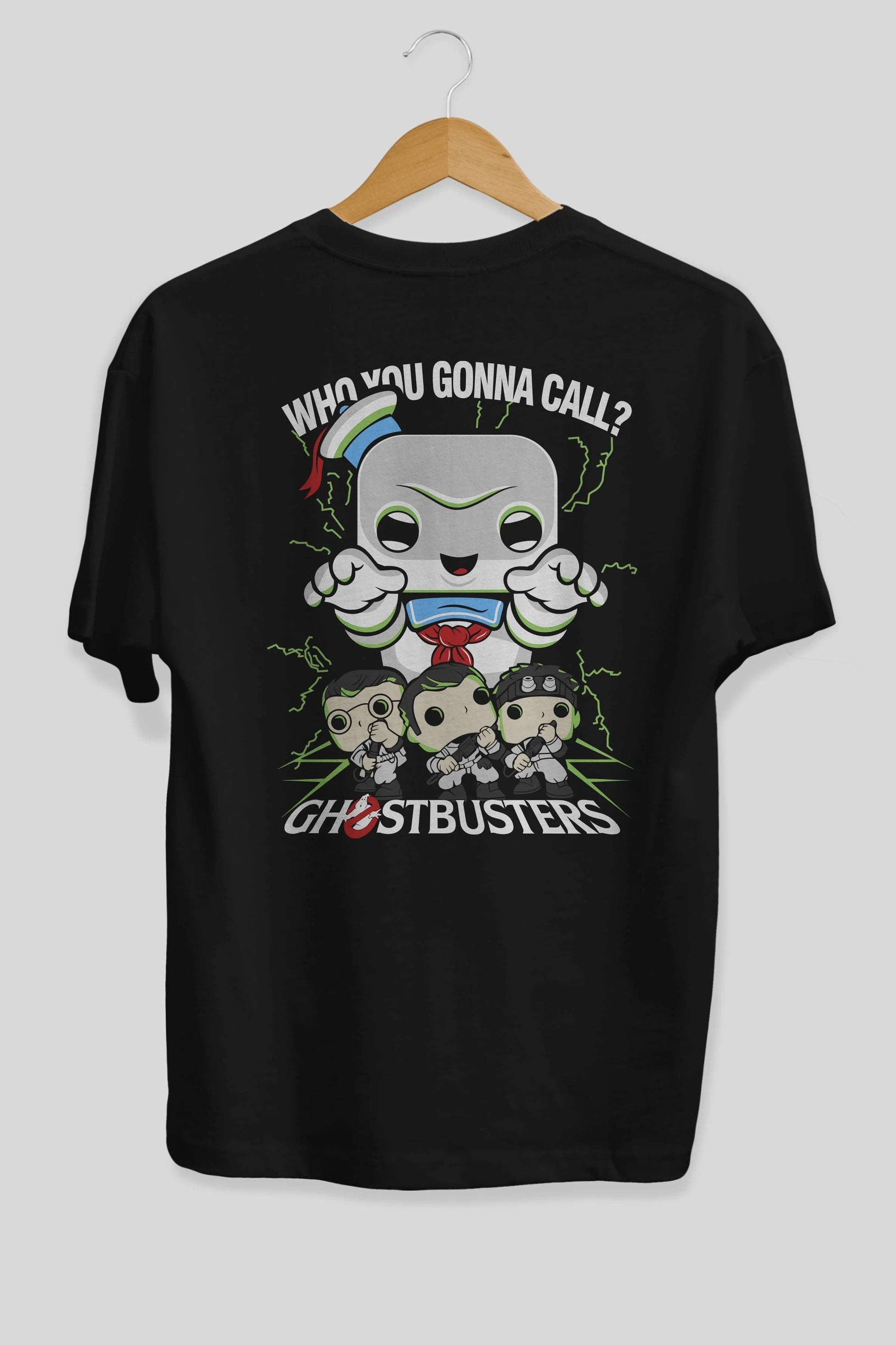 Ghostbusters Arka Baskılı Oversize t-shirt Erkek Kadın Unisex %100 Pamuk Bisiklet Yaka tişort