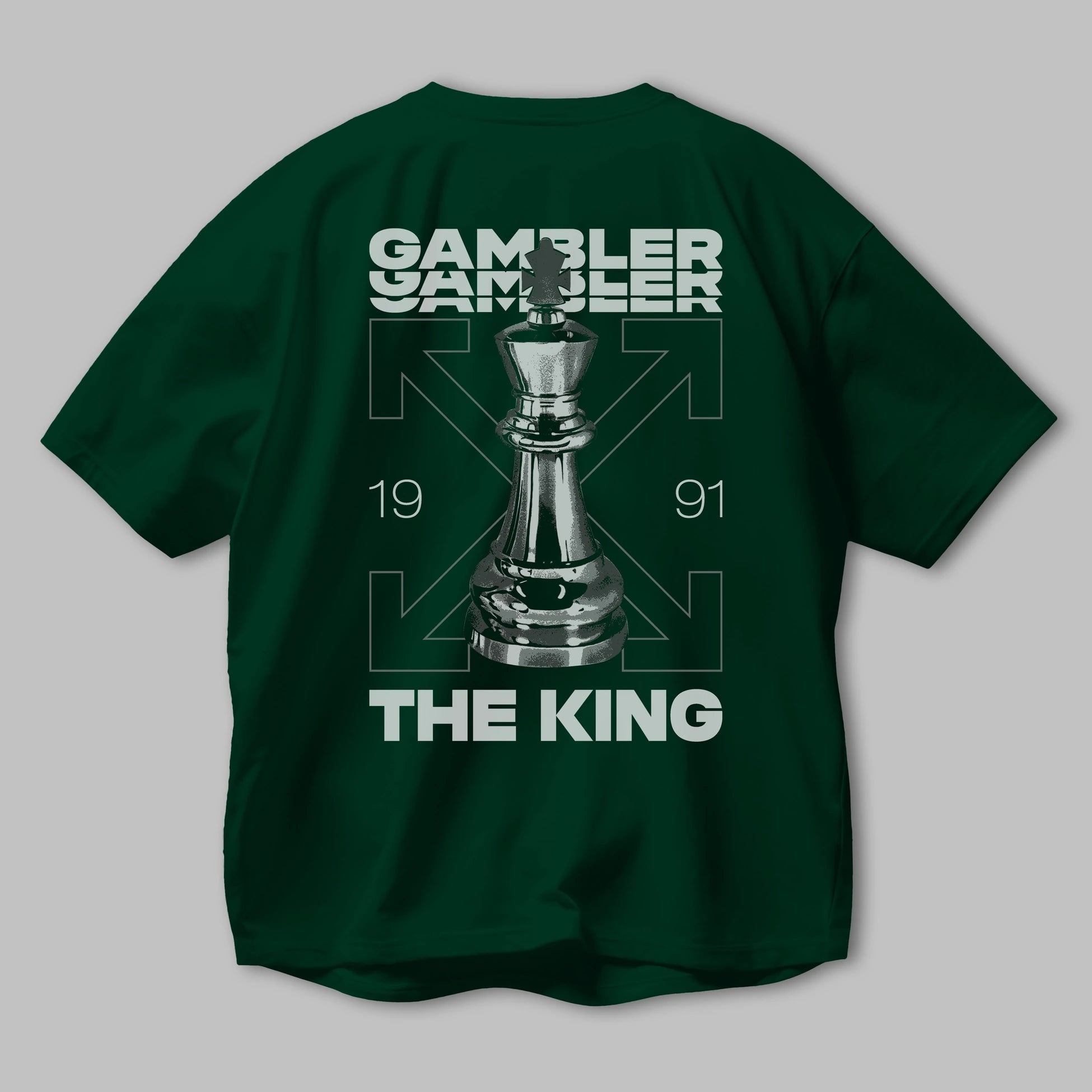 Gambler The King Arka Baskılı Oversize t-shirt Erkek Kadın Unisex