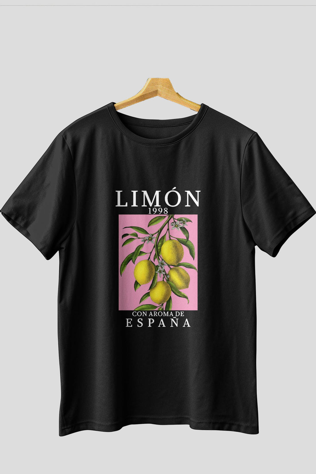 Limon Espana Ön Baskılı Oversize t-shirt Erkek Kadın Pamuk Bisiklet Yaka tişort