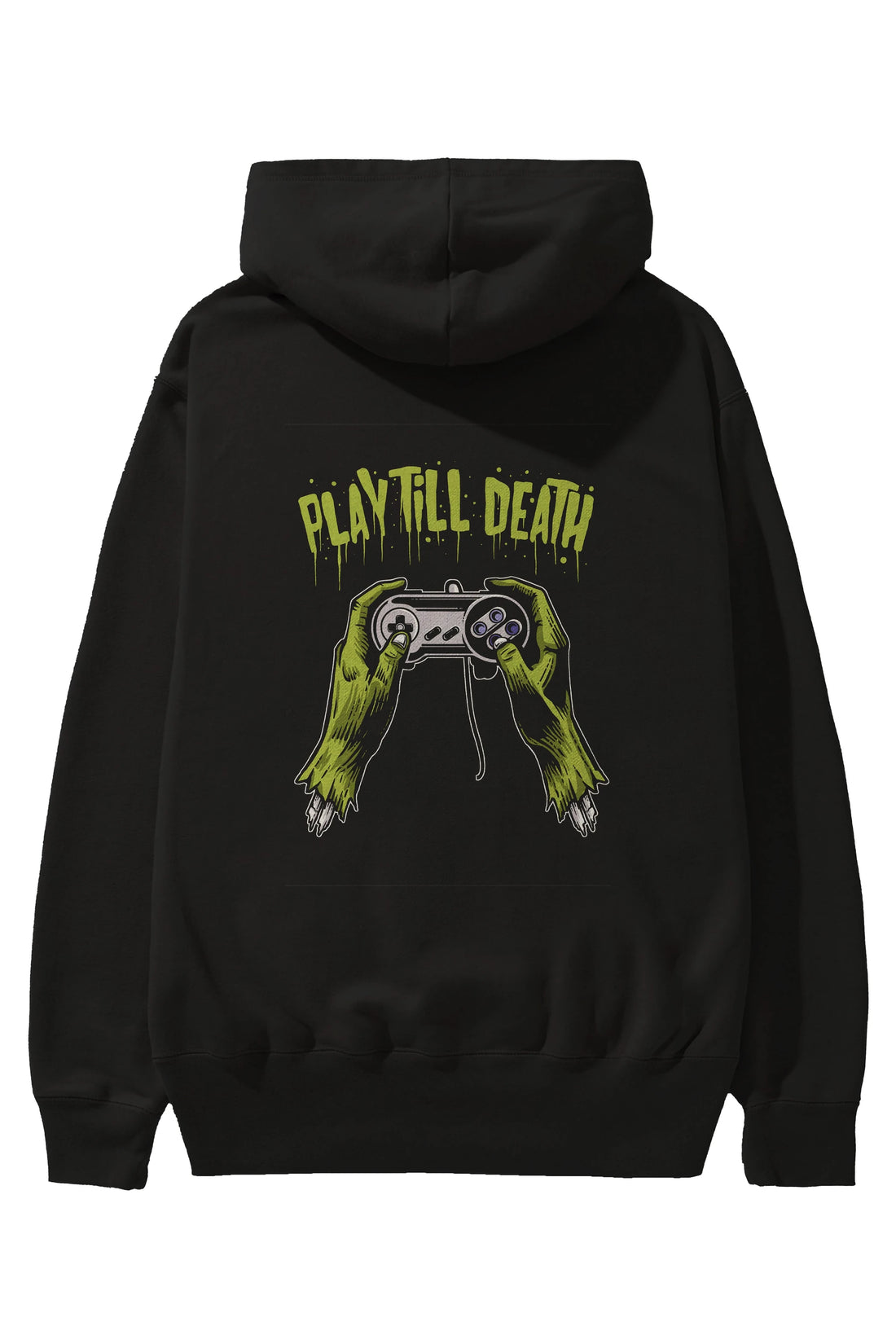 Play Till Death Arka Baskılı Hoodie Oversize Kapüşonlu Sweatshirt Erkek Kadın Unisex