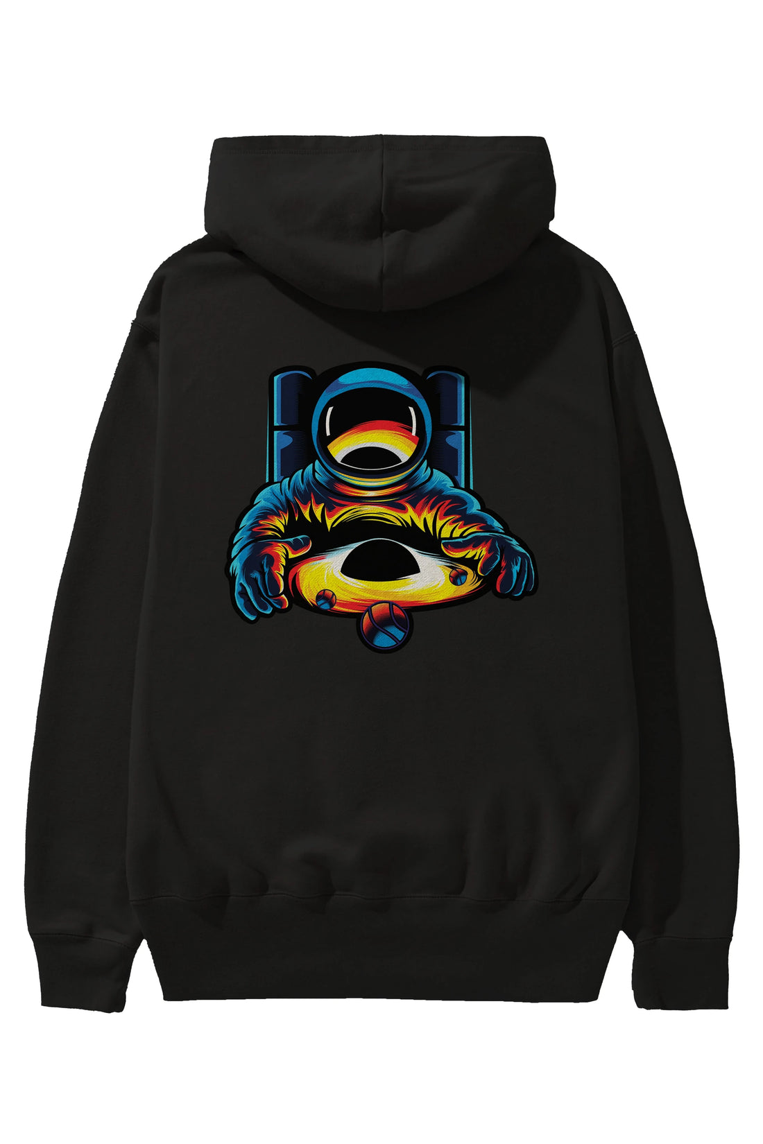 Astronaut & Black Hole Arka Baskılı Hoodie Oversize Kapüşonlu Sweatshirt Erkek Kadın Unisex