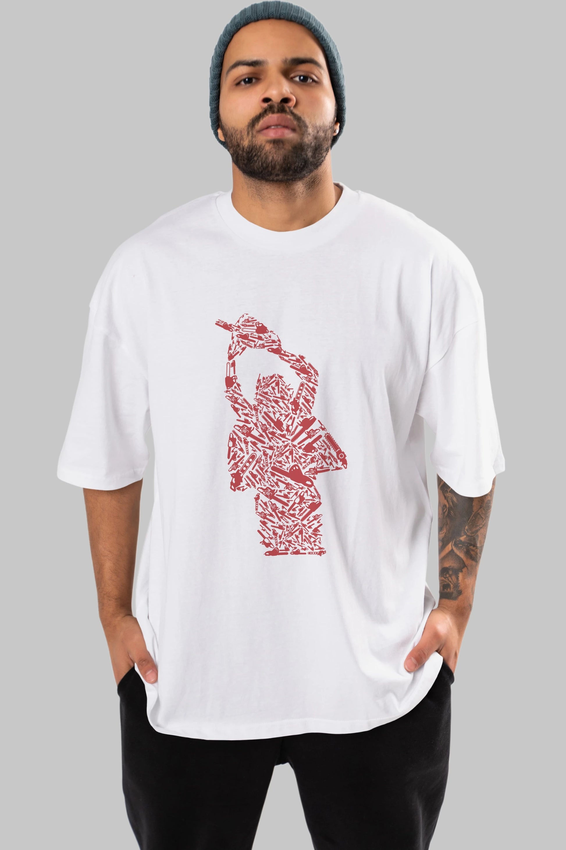 Chainsaw Ön Baskılı Oversize t-shirt %100 pamuk Erkek Kadın Unisex