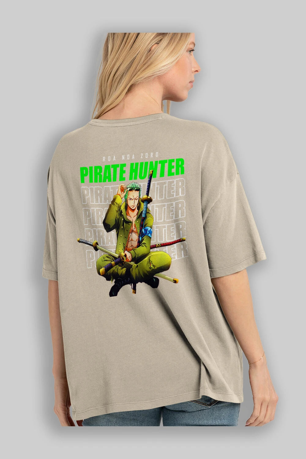 Roronoa Zoro 4 Anime Arka Baskılı Oversize t-shirt Erkek Kadın Unisex %100 pamuk tişort