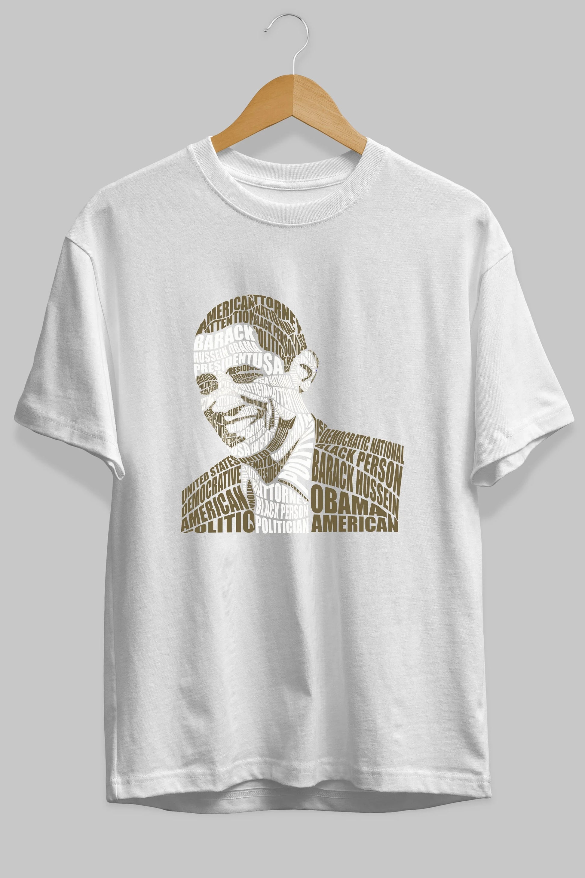 Obama Calligram Ön Baskılı Oversize t-shirt %100 pamuk Erkek Kadın Unisex