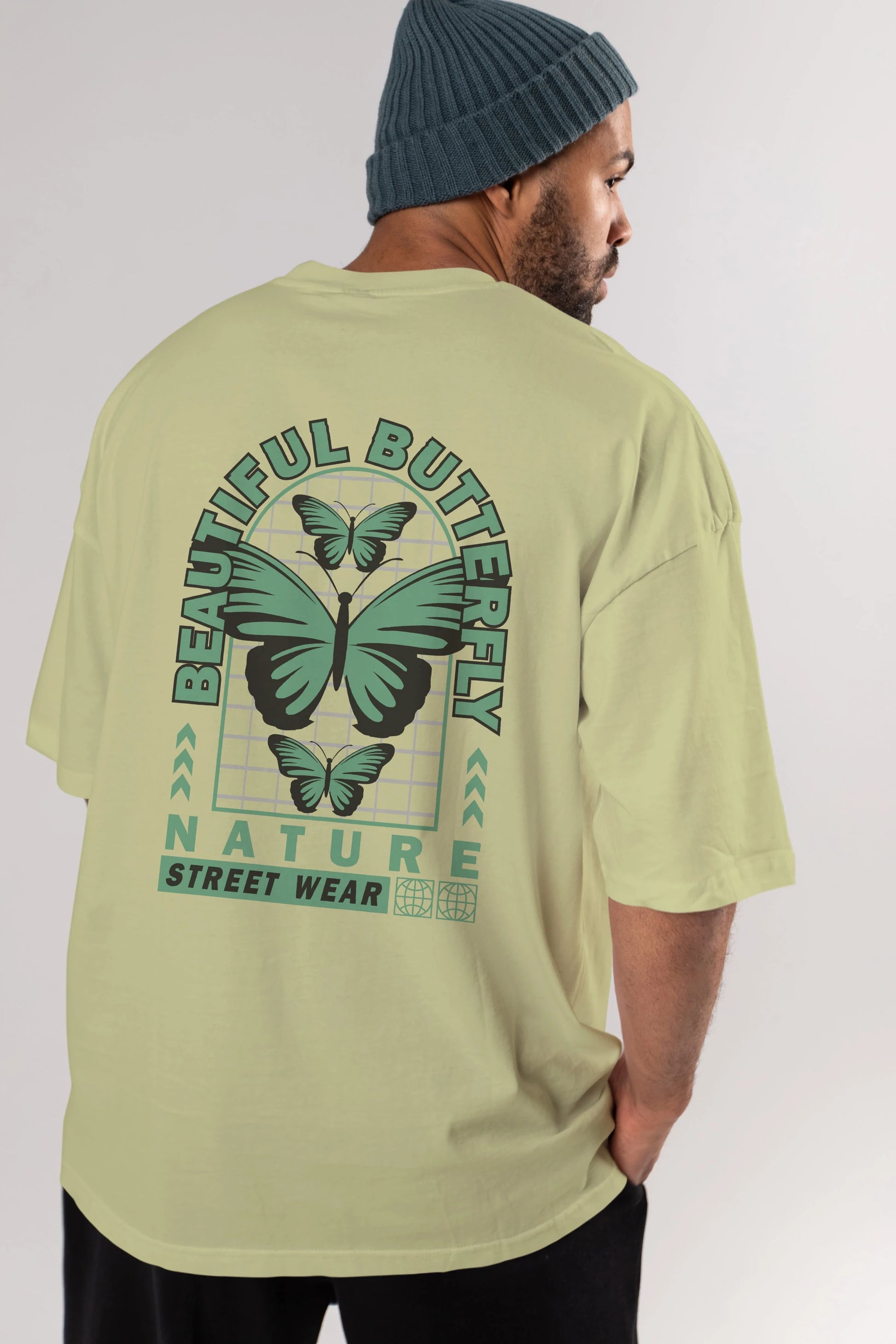 Beautiful Butterfly Arka Baskılı Oversize t-shirt Erkek Kadın Unisex