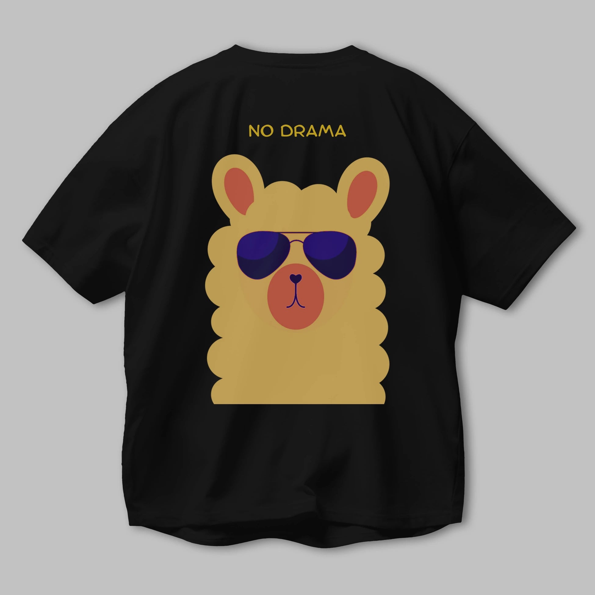 No Drama Yazılı Lama Arka Baskılı Oversize t-shirt Erkek Kadın Unisex