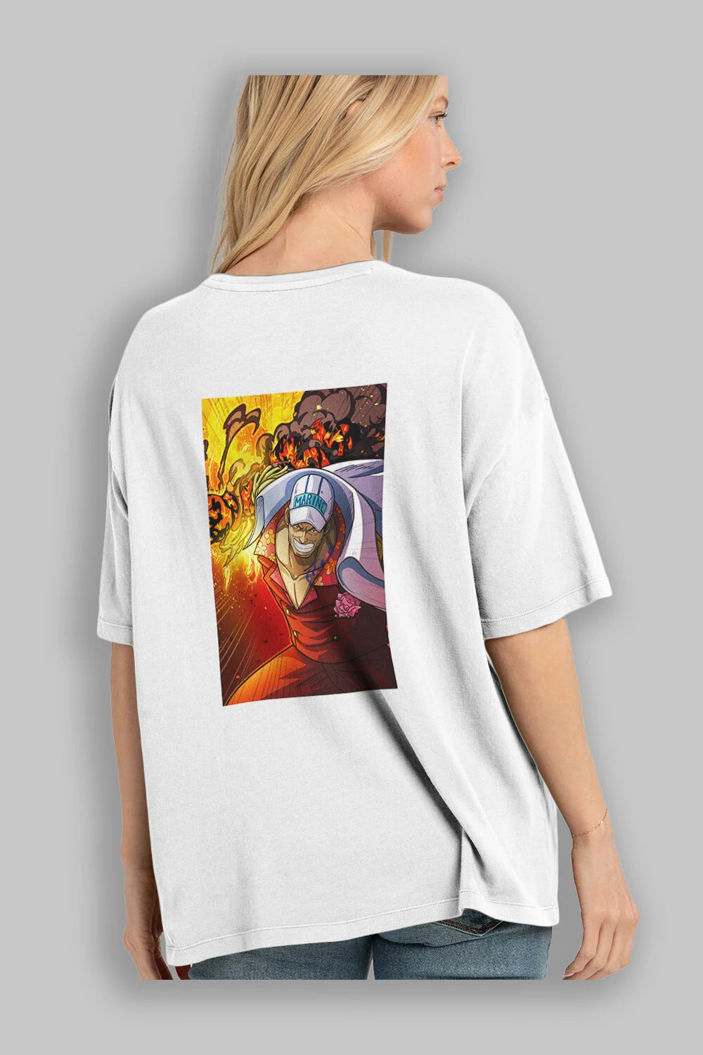 Sakazuki Anime Arka Baskılı Oversize t-shirt Erkek Kadın Unisex %100 pamuk tişort