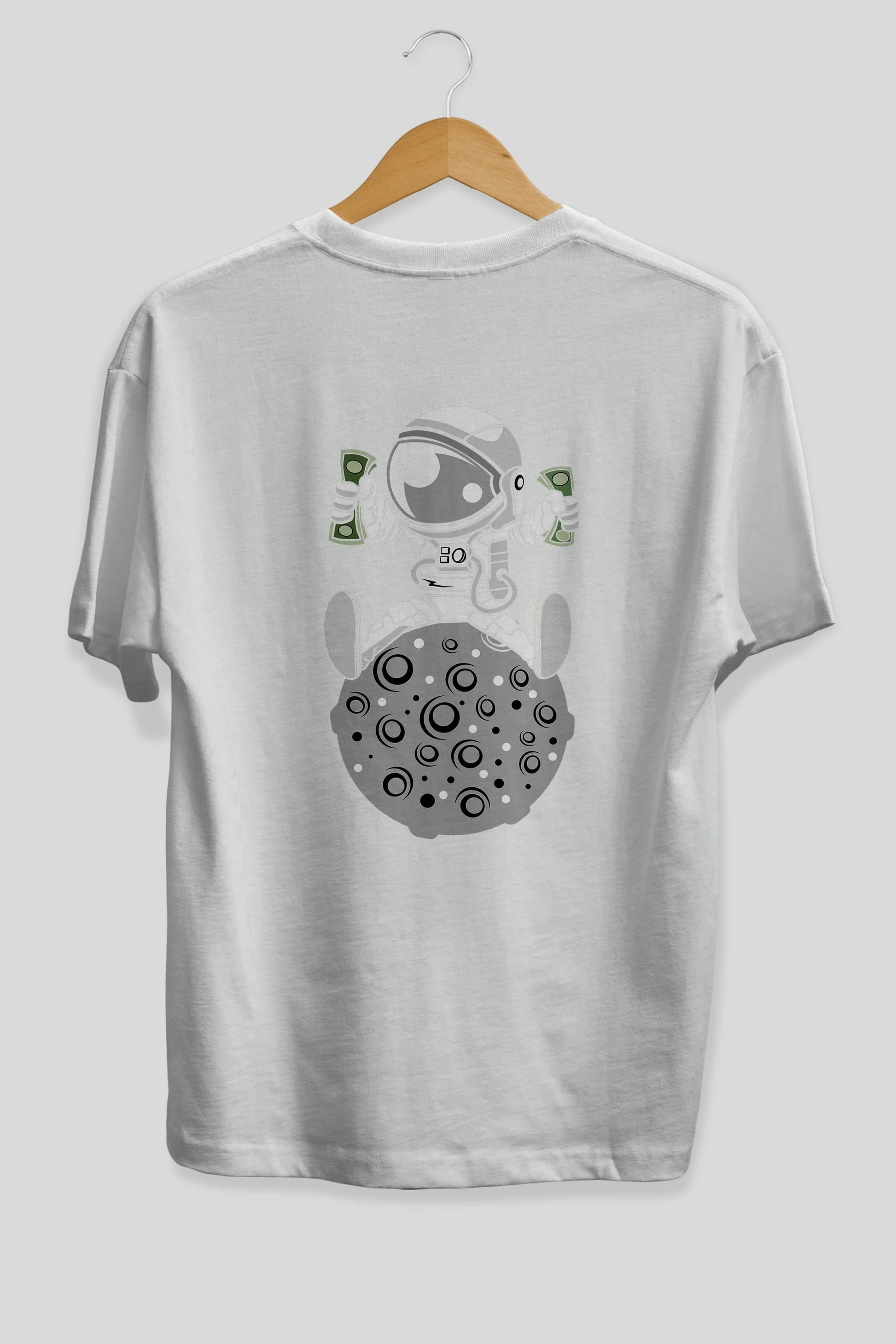 Astronaut Dollar Arka Baskılı Oversize t-shirt Erkek Kadın Unisex %100 Pamuk tişort