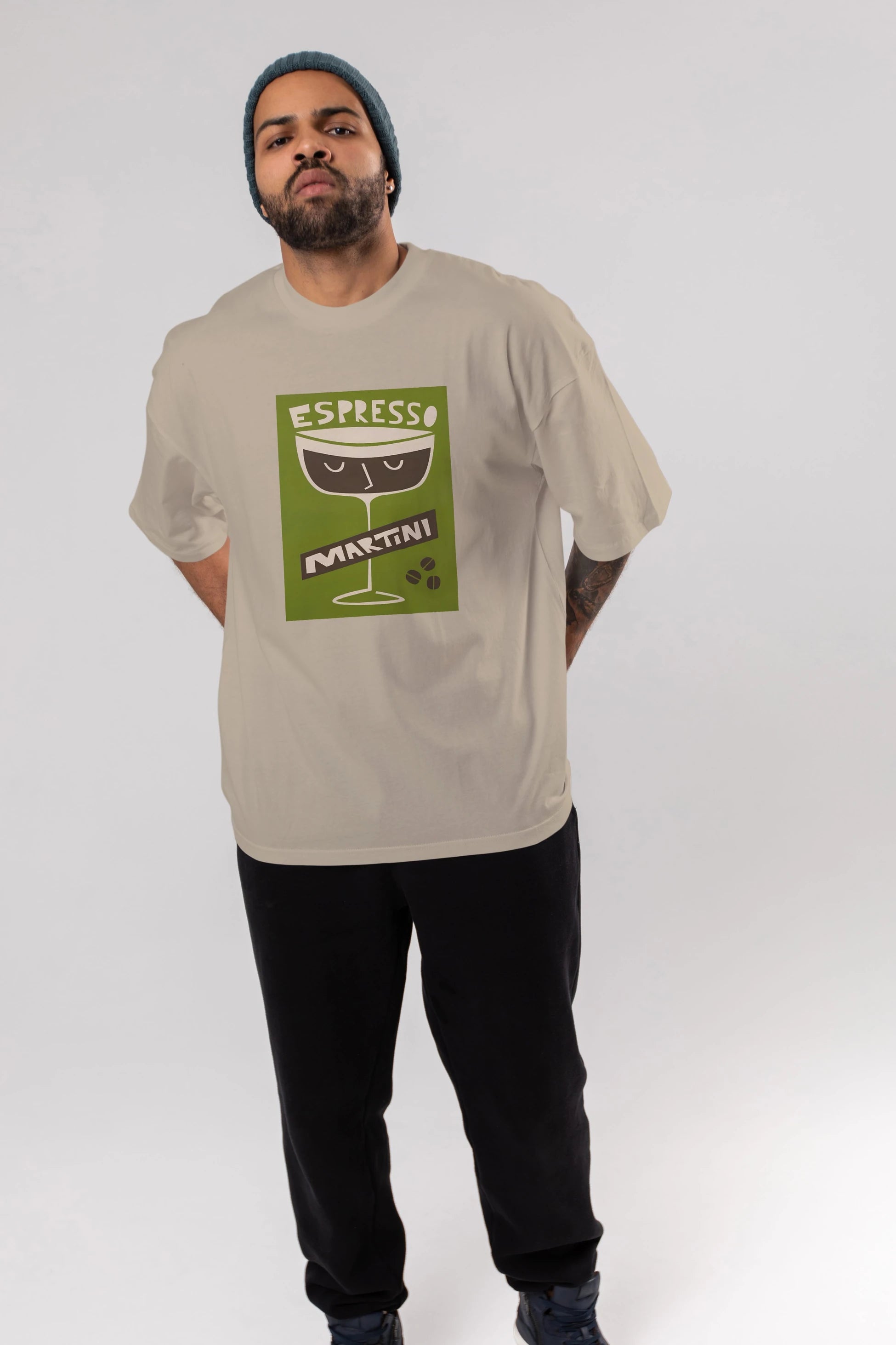 Espresso Martini 2 Ön Baskılı Oversize t-shirt Erkek Kadın Unisex %100 Pamuk Bisiklet Yaka tişort