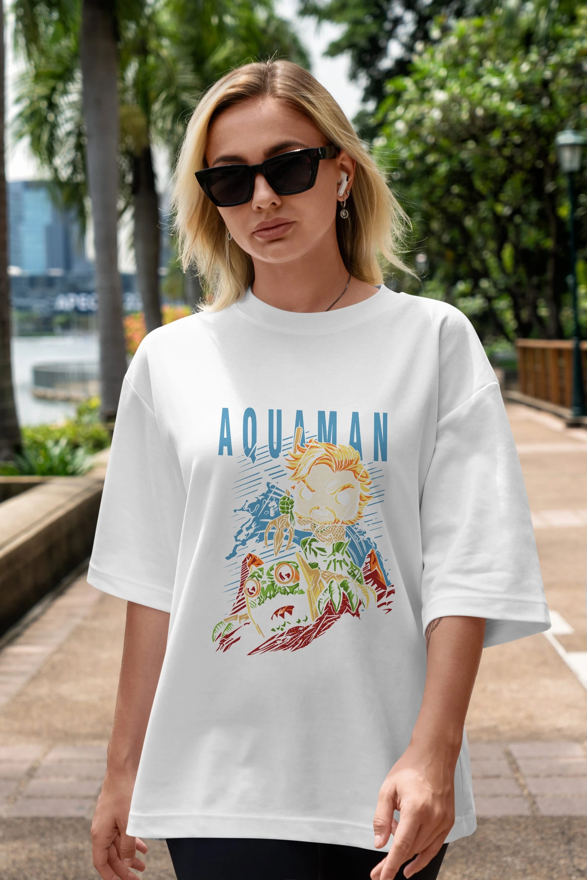 Aquaman Ön Baskılı Oversize t-shirt Erkek Kadın Unisex %100 Pamuk Bisiklet Yaka tişort