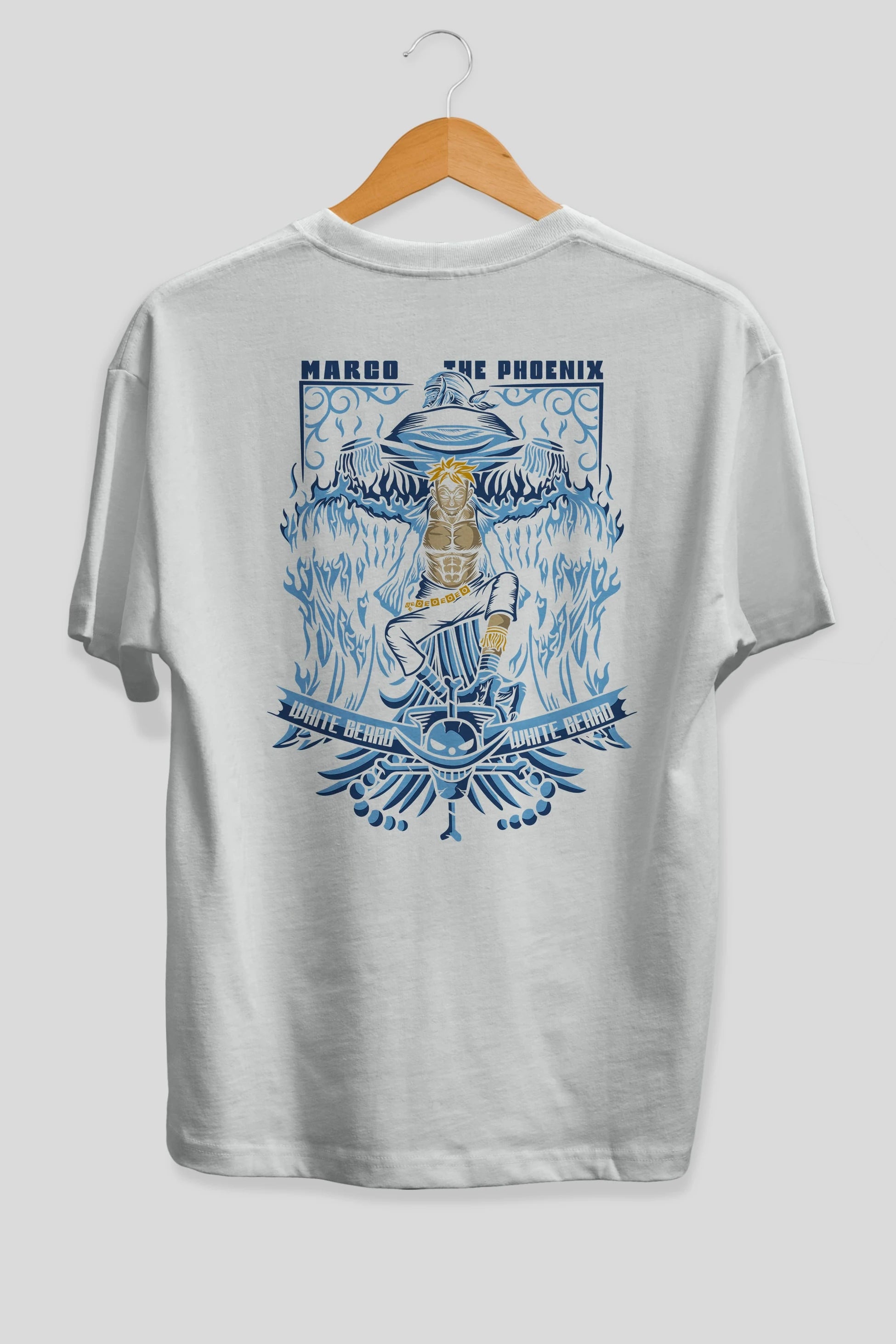 Marco the Phoenix Anime Arka Baskılı Oversize t-shirt Erkek Kadın Unisex %100 pamuk tişort