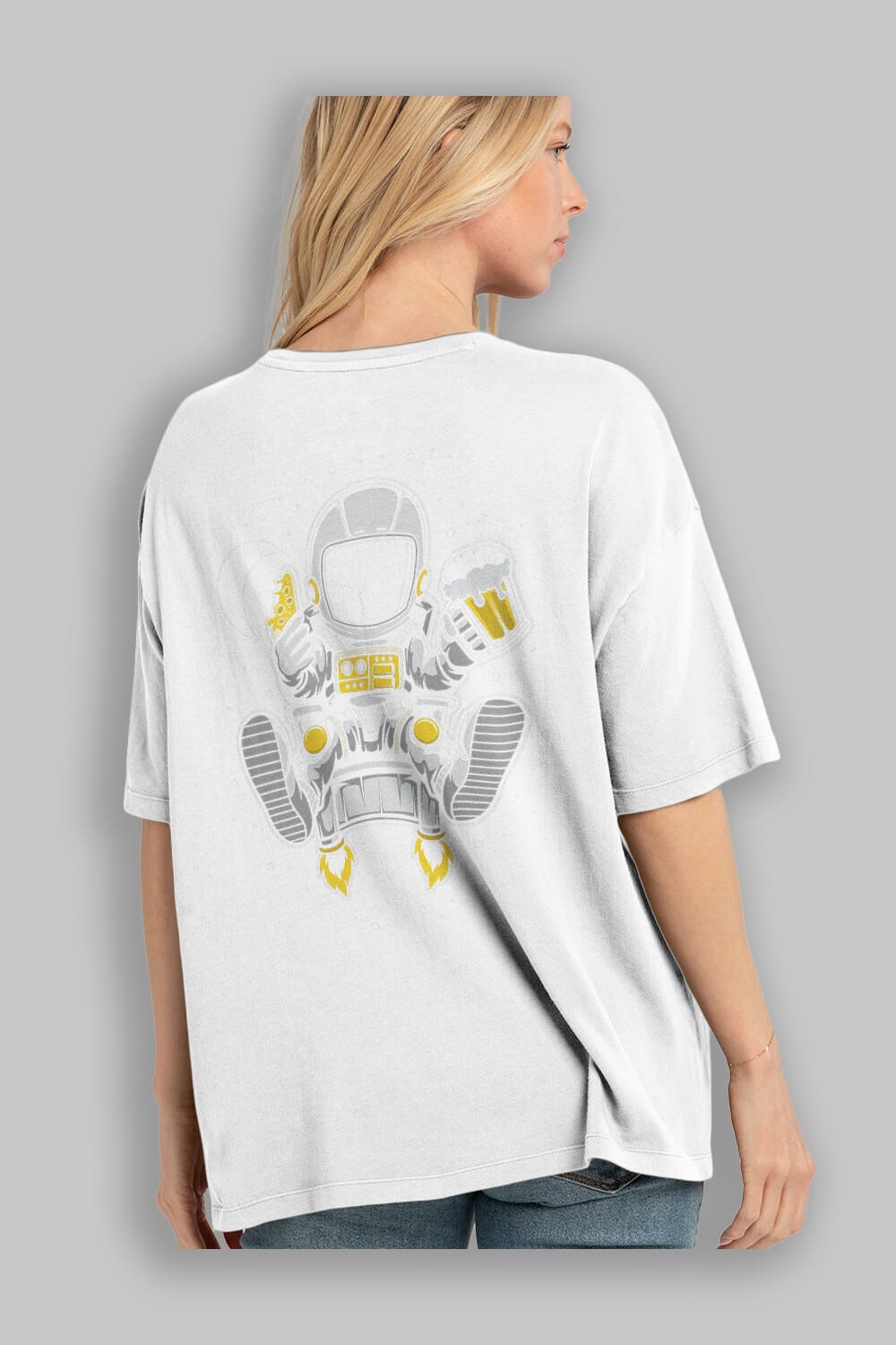 Astronaut Relax (2) Arka Baskılı Oversize t-shirt Erkek Kadın Unisex