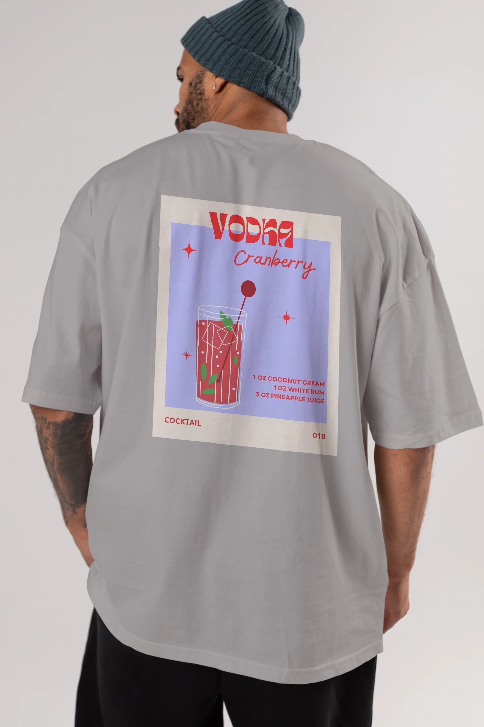 Vodka Cranberry Arka Baskılı Oversize t-shirt Erkek Kadın Unisex %100 Pamuk Bisiklet Yaka tişort