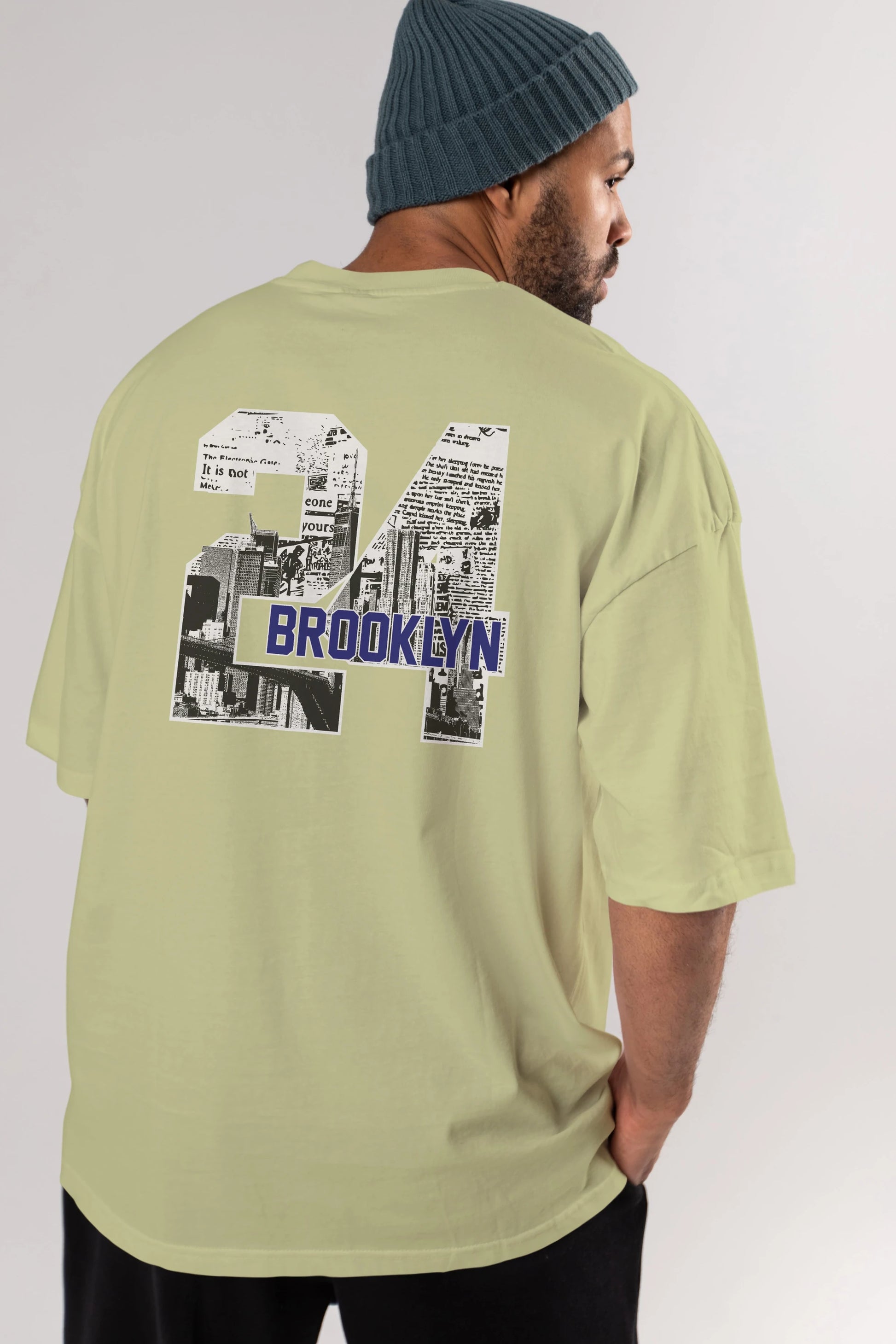 Brooklyn 24 Arka Baskılı Oversize t-shirt Erkek Kadın Unisex