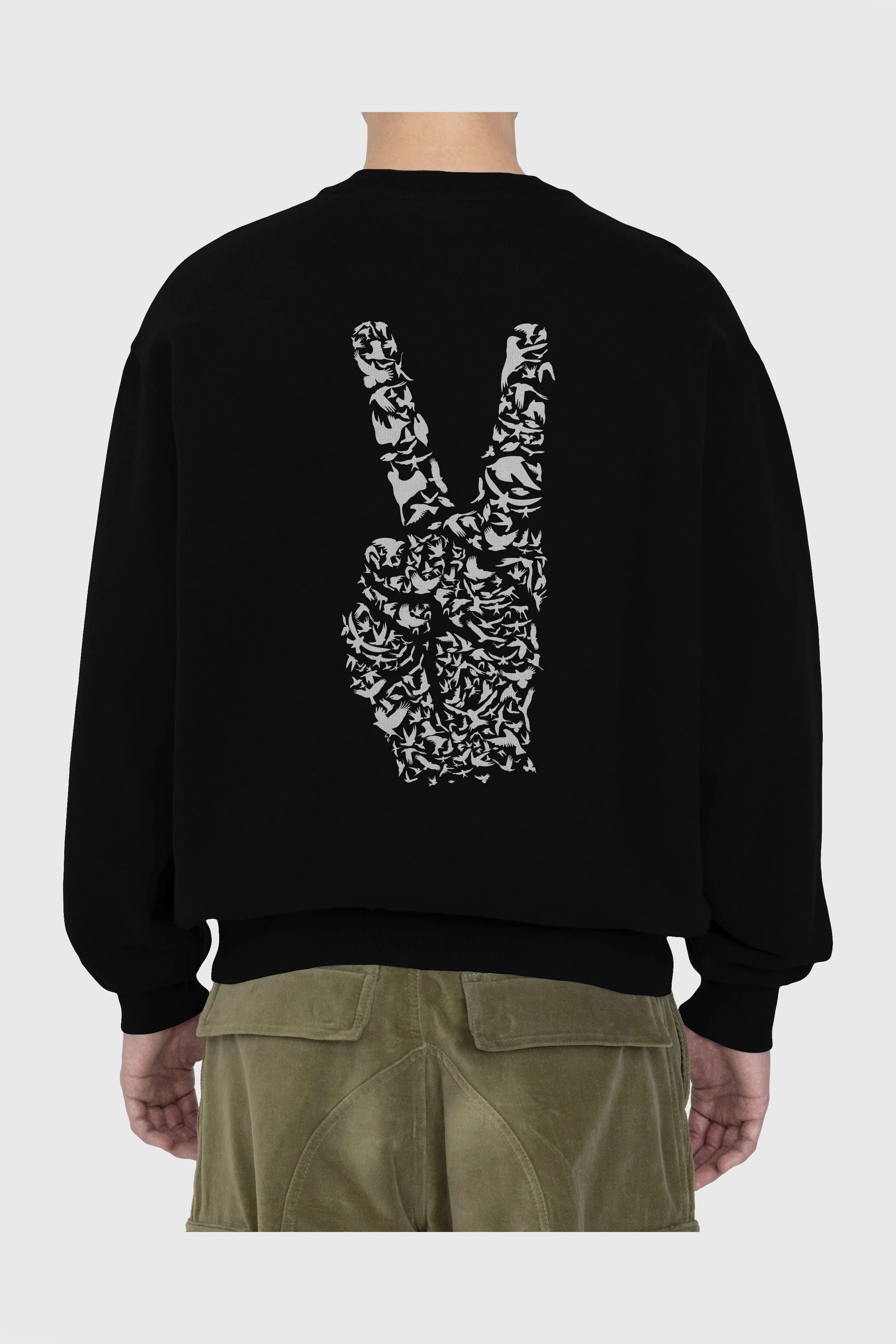 Peace Arka Baskılı Oversize Sweatshirt Erkek Kadın Unisex