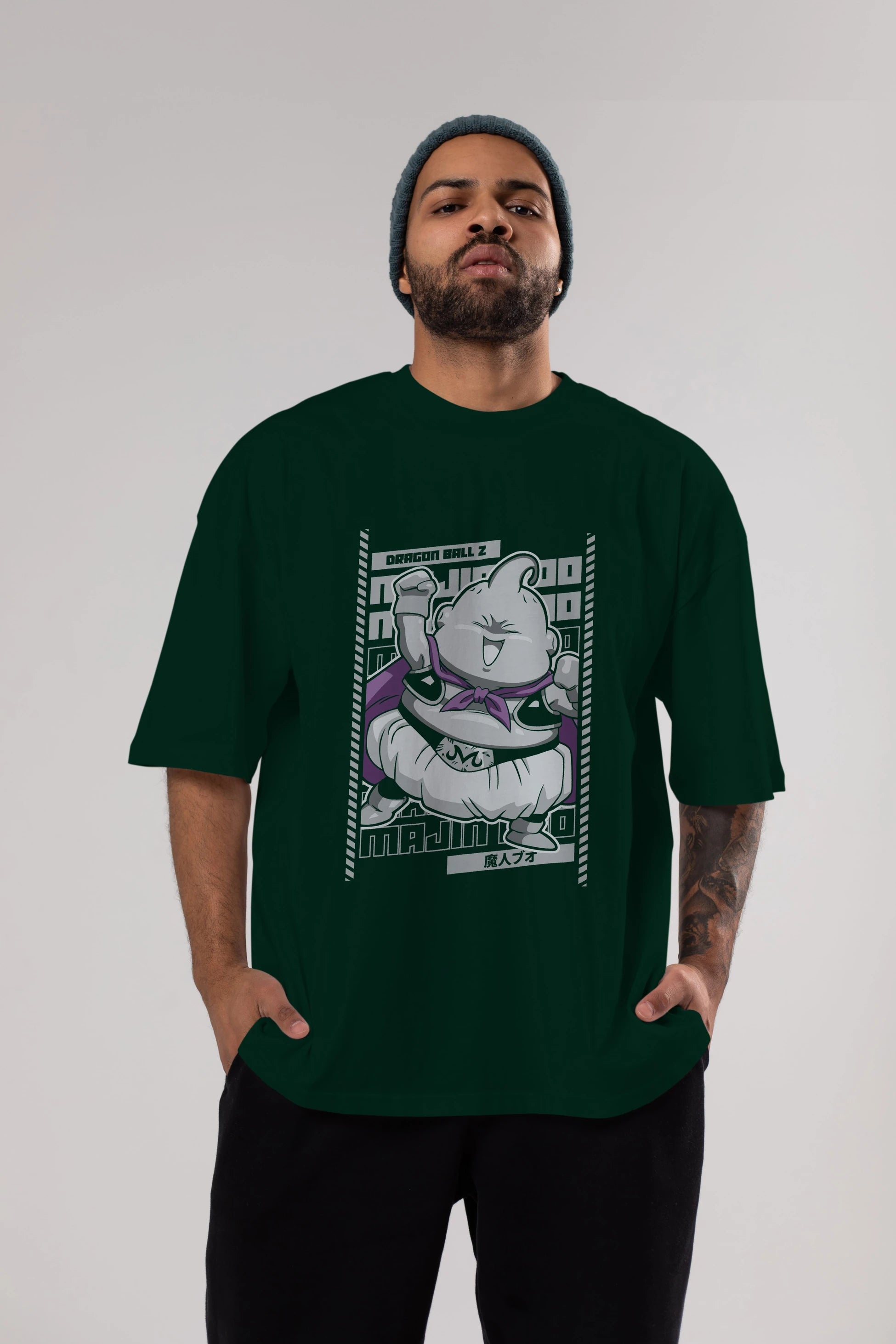 MAJIN BOO2 Anime Ön Baskılı Oversize t-shirt %100 pamuk Erkek Kadın Unisex
