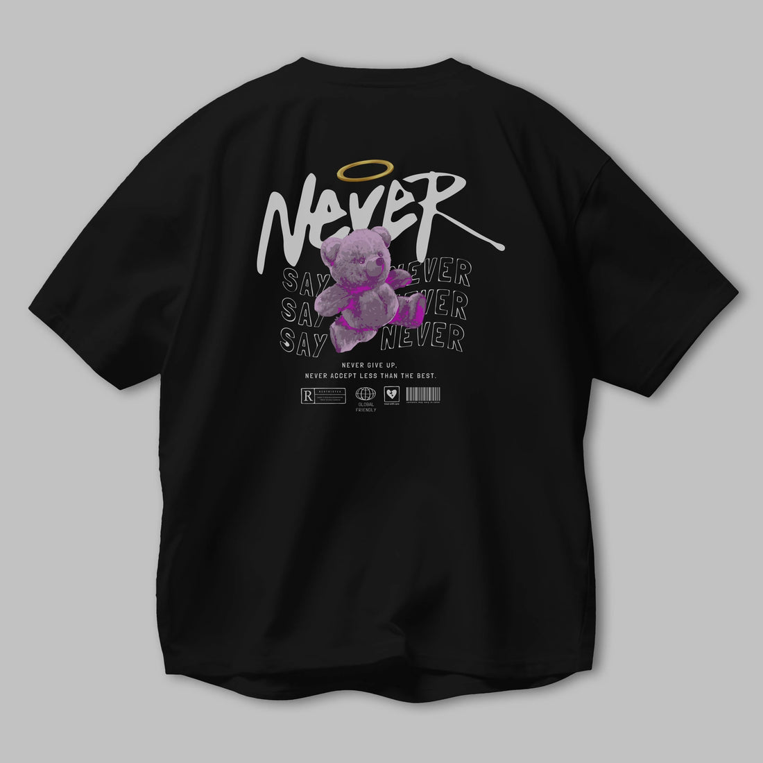 Teddy Bear Never Arka Baskılı Oversize t-shirt Erkek Kadın Unisex