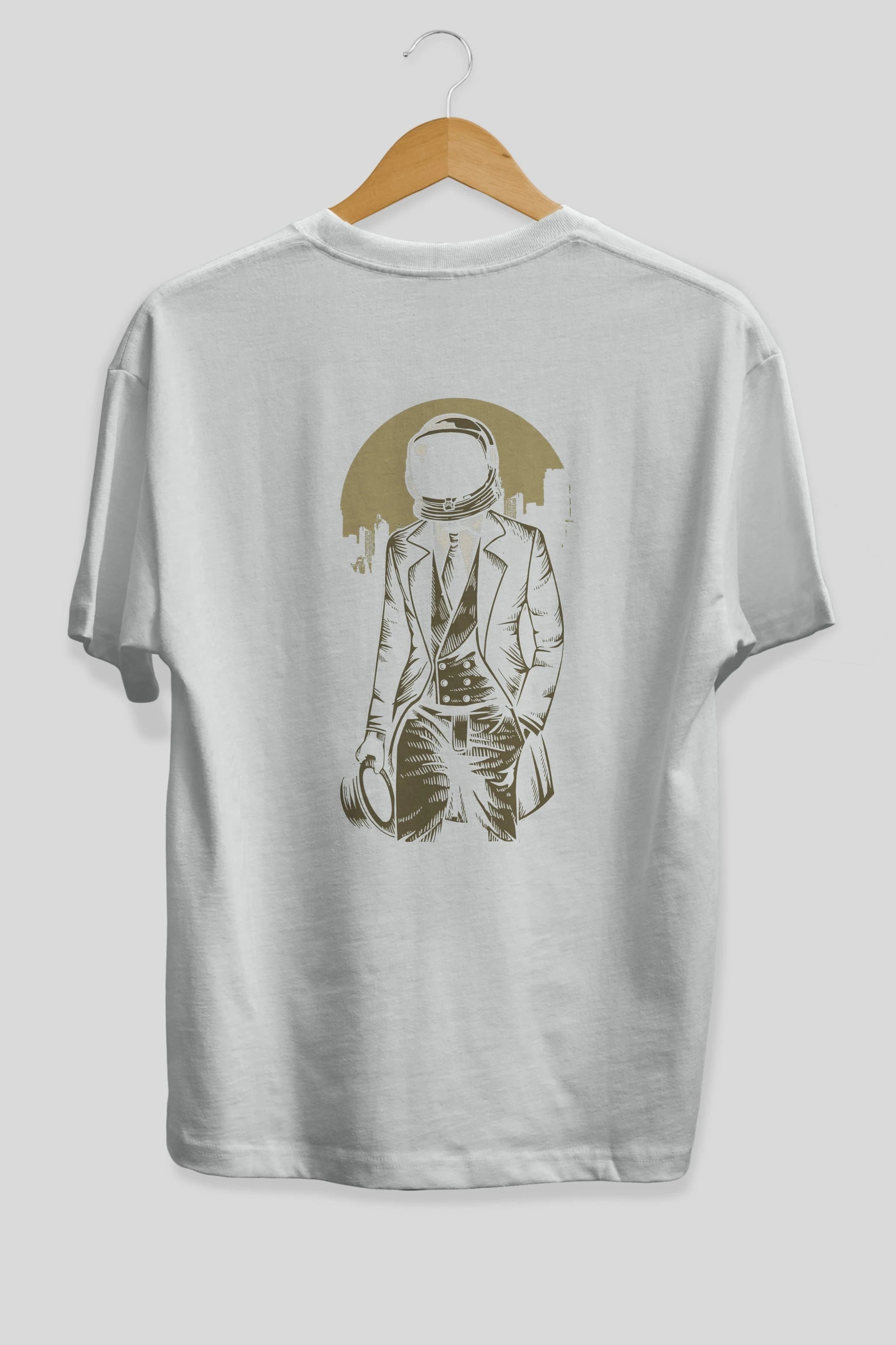 Classic Astronaut Arka Baskılı Oversize t-shirt Erkek Kadın Unisex %100 Pamuk