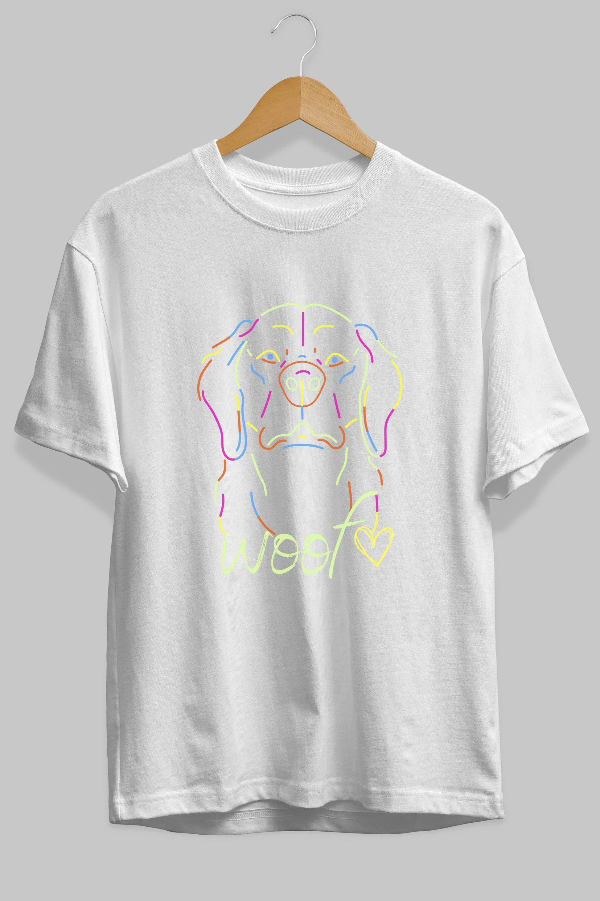 Neon Dog Ön Baskılı Oversize t-shirt Erkek Kadın Unisex