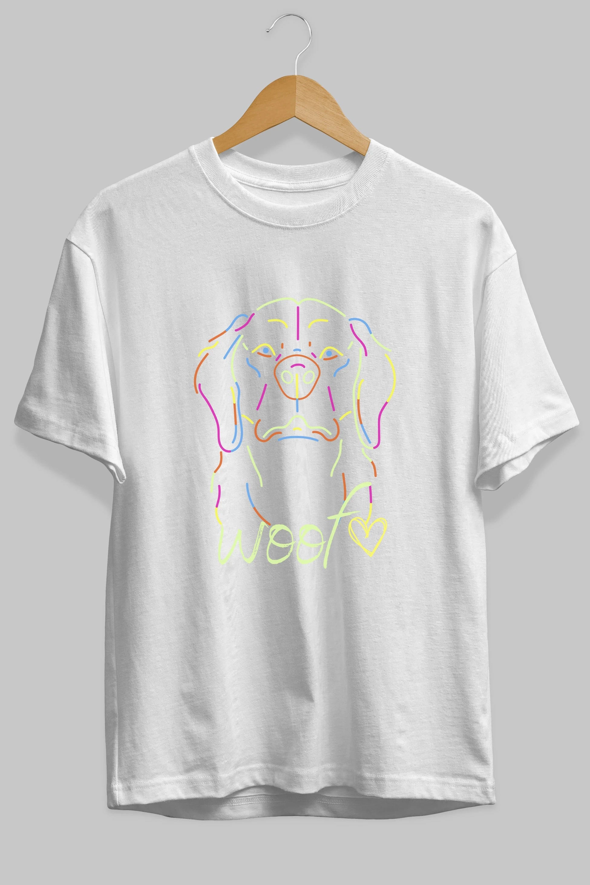 Neon Dog Ön Baskılı Oversize t-shirt Erkek Kadın Unisex