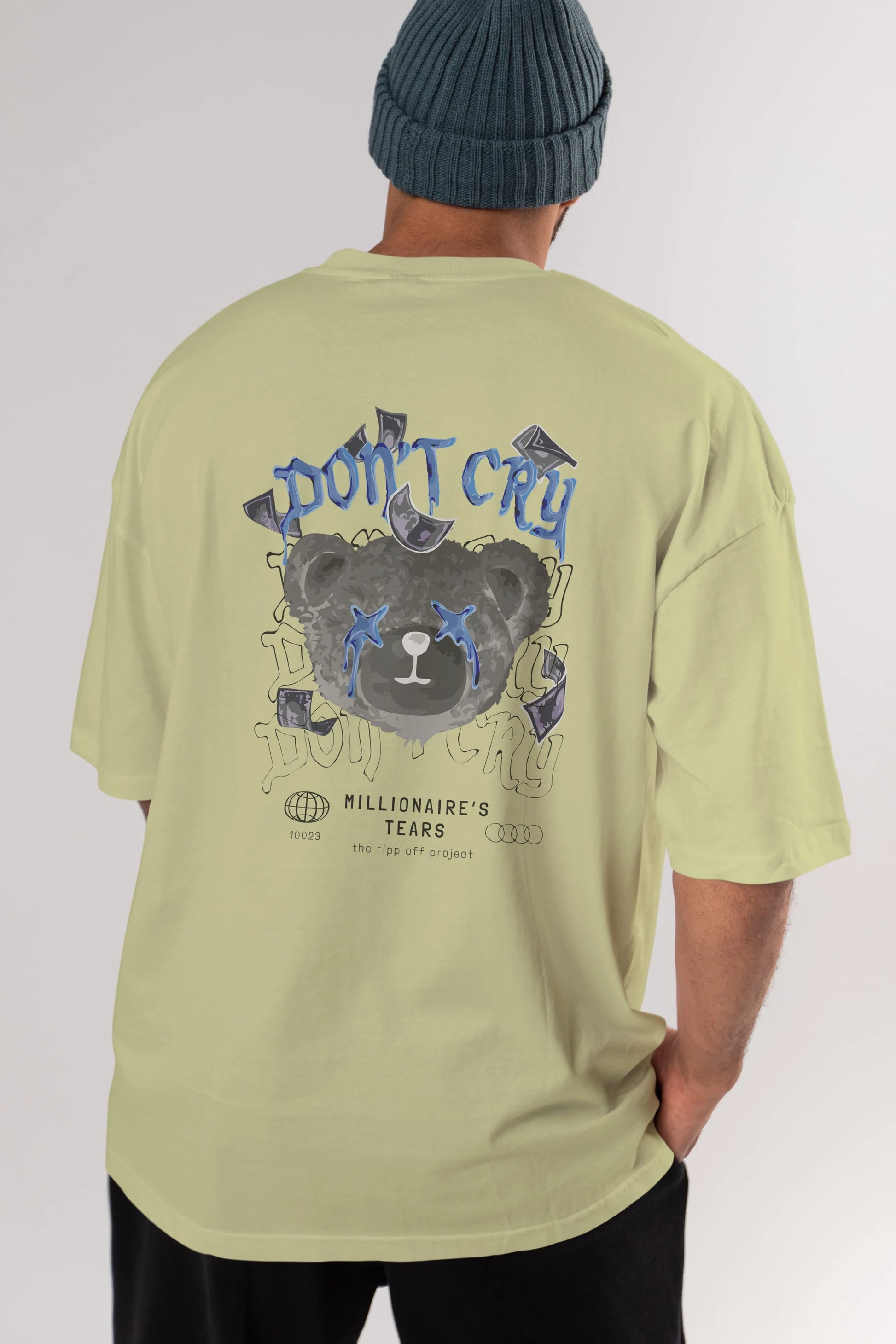 Dont Cry Bear Arka Baskılı Oversize t-shirt Erkek Kadın Unisex
