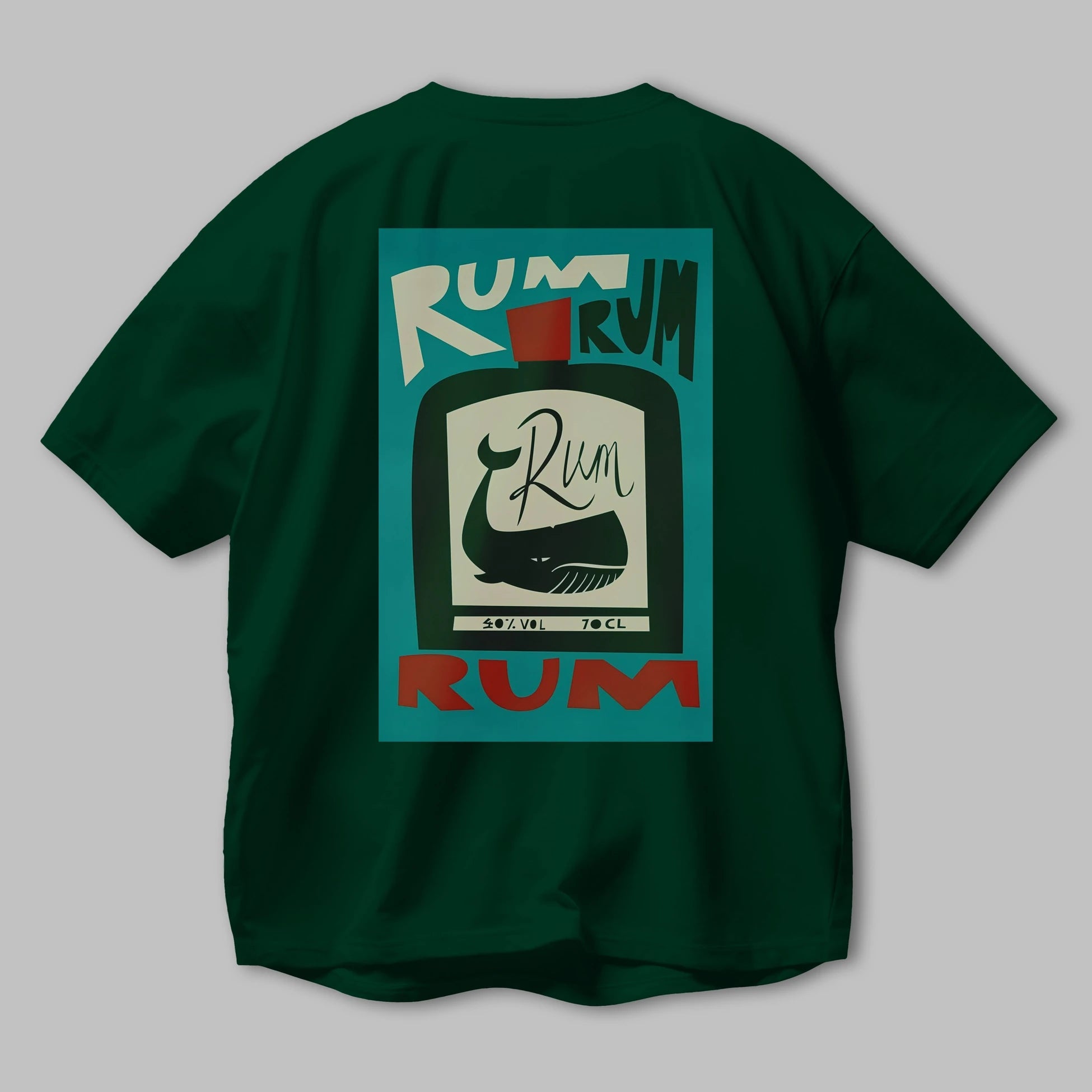 Rum Arka Baskılı Oversize t-shirt Erkek Kadın Unisex %100 Pamuk Bisiklet Yaka tişort