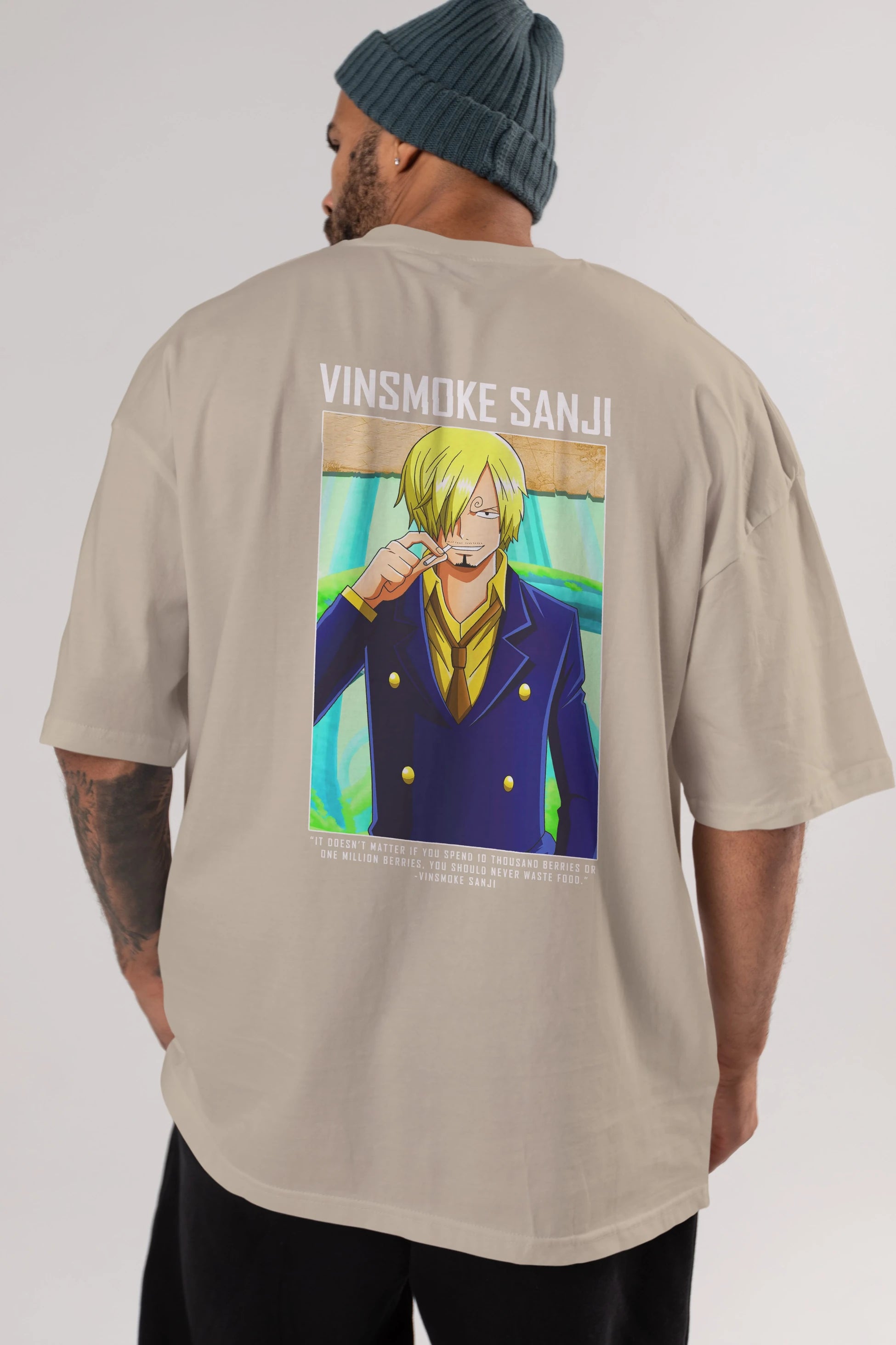 Sanji 2 Anime Arka Baskılı Oversize t-shirt Erkek Kadın Unisex %100 pamuk tişort