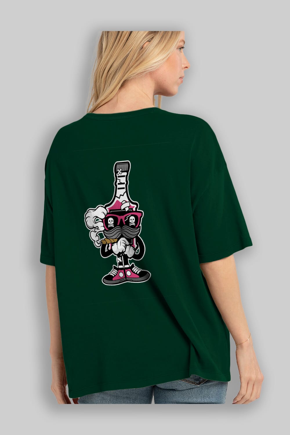 Vodka Bottle Arka Baskılı Oversize t-shirt Erkek Kadın Unisex %100 Pamuk tişort
