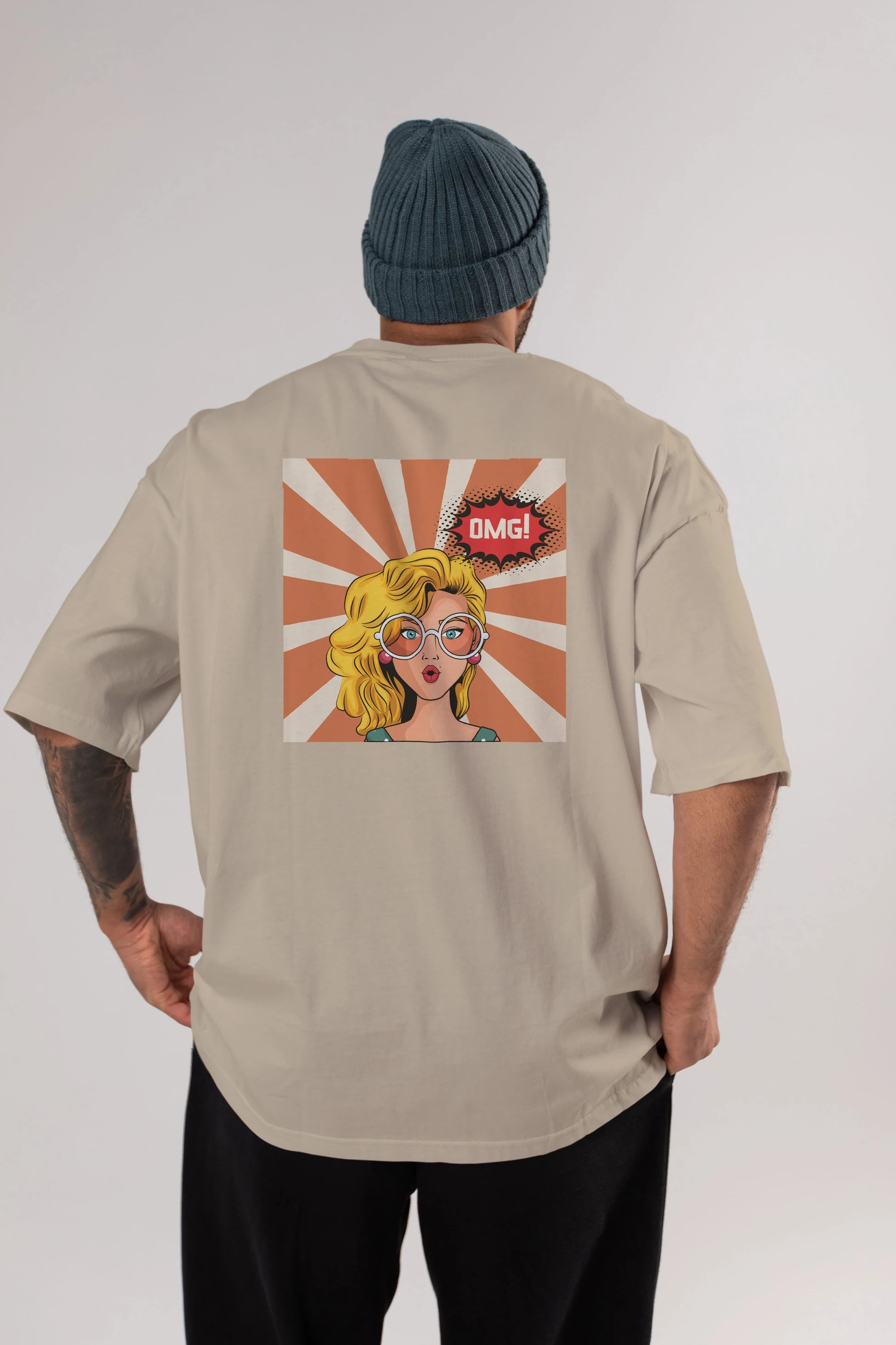 OMG Yazılı Retro Arka Baskılı Oversize t-shirt Erkek Kadın Unisex