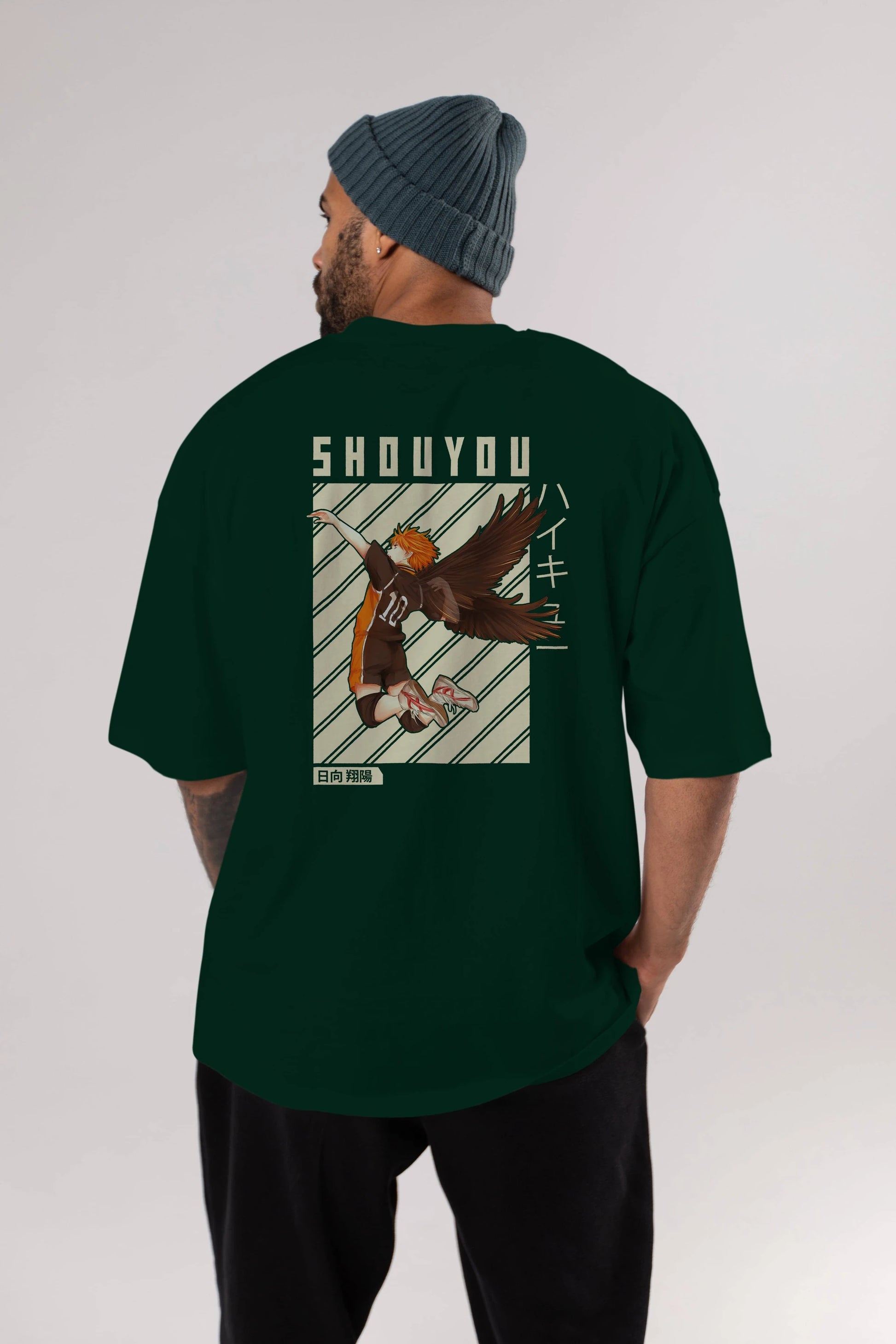 Shouyou Hinata 3 Anime Arka Baskılı Oversize t-shirt Erkek Kadın Unisex