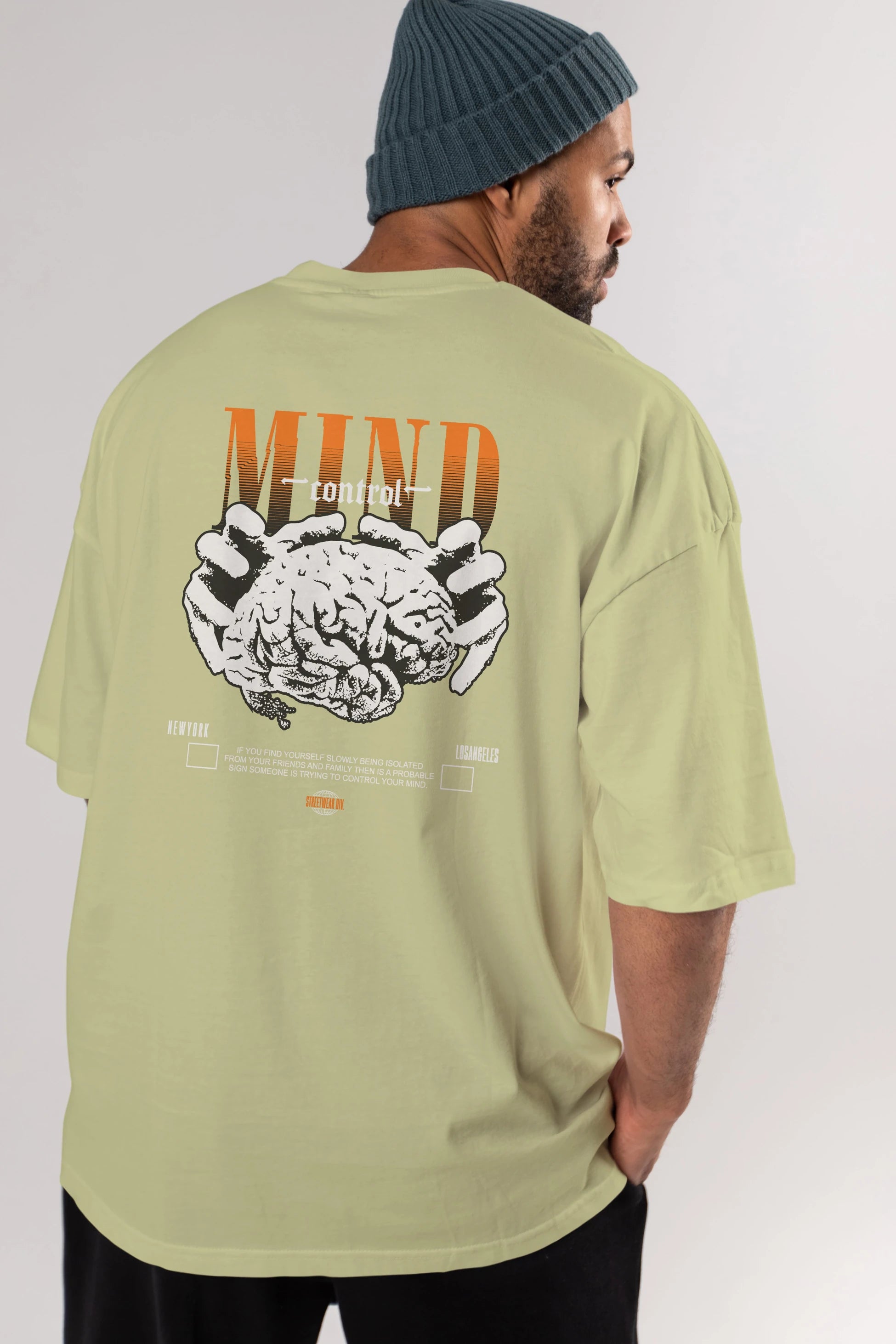 Mind Control Arka Baskılı Oversize t-shirt Erkek Kadın Unisex
