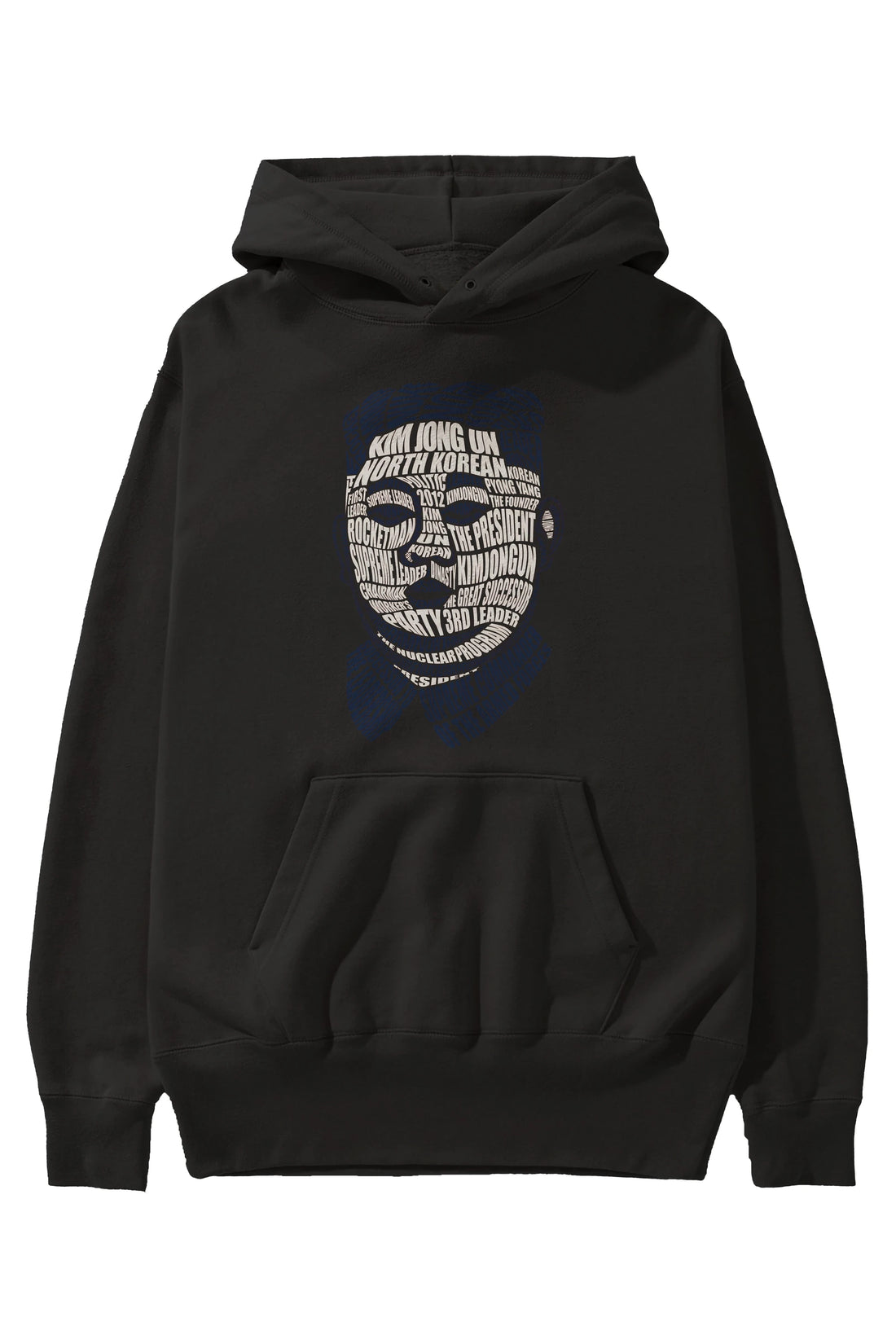Kim Jong Un Calligram Ön Baskılı Hoodie Oversize Kapüşonlu Sweatshirt Erkek Kadın Unisex