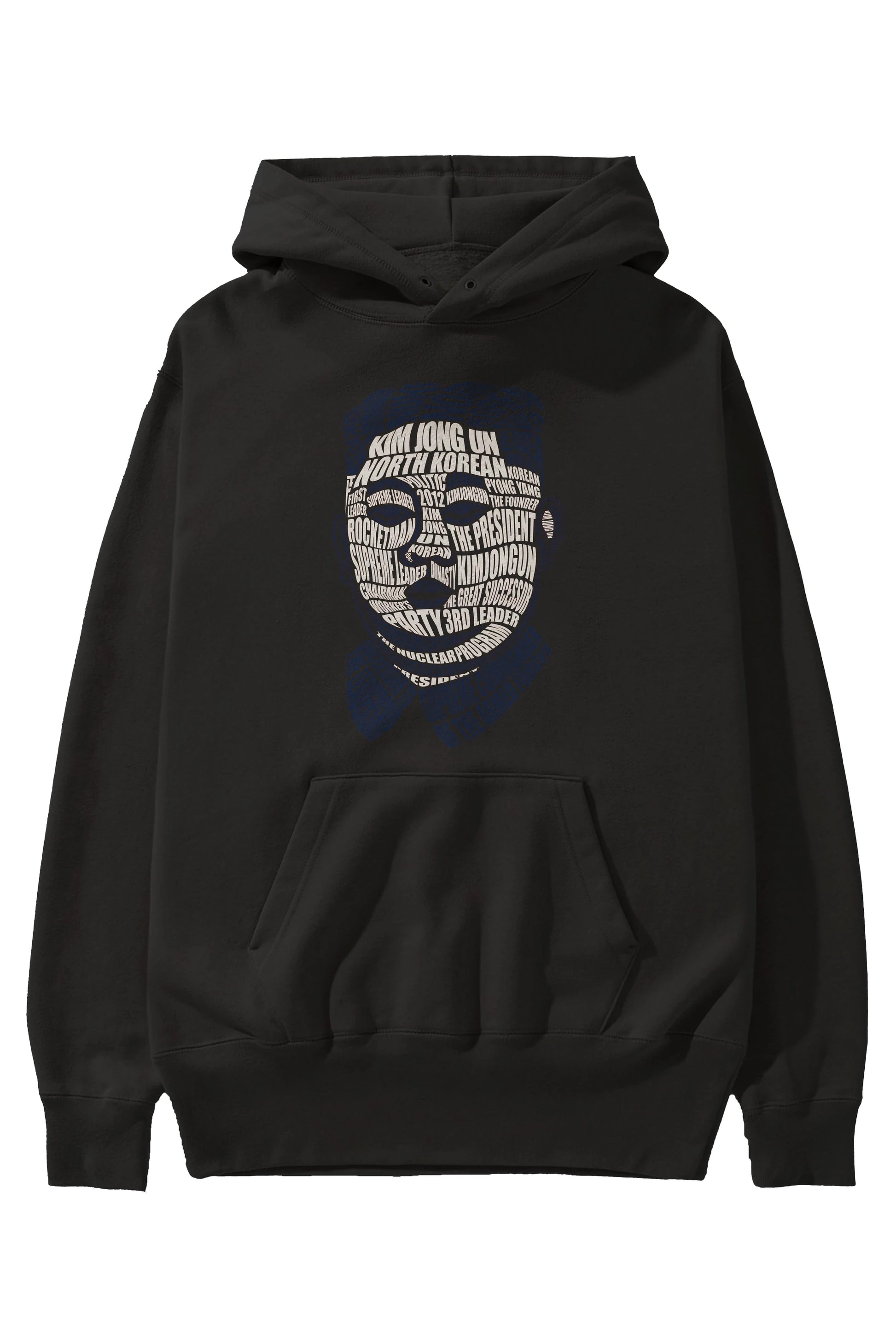 Kim Jong Un Calligram Ön Baskılı Hoodie Oversize Kapüşonlu Sweatshirt Erkek Kadın Unisex