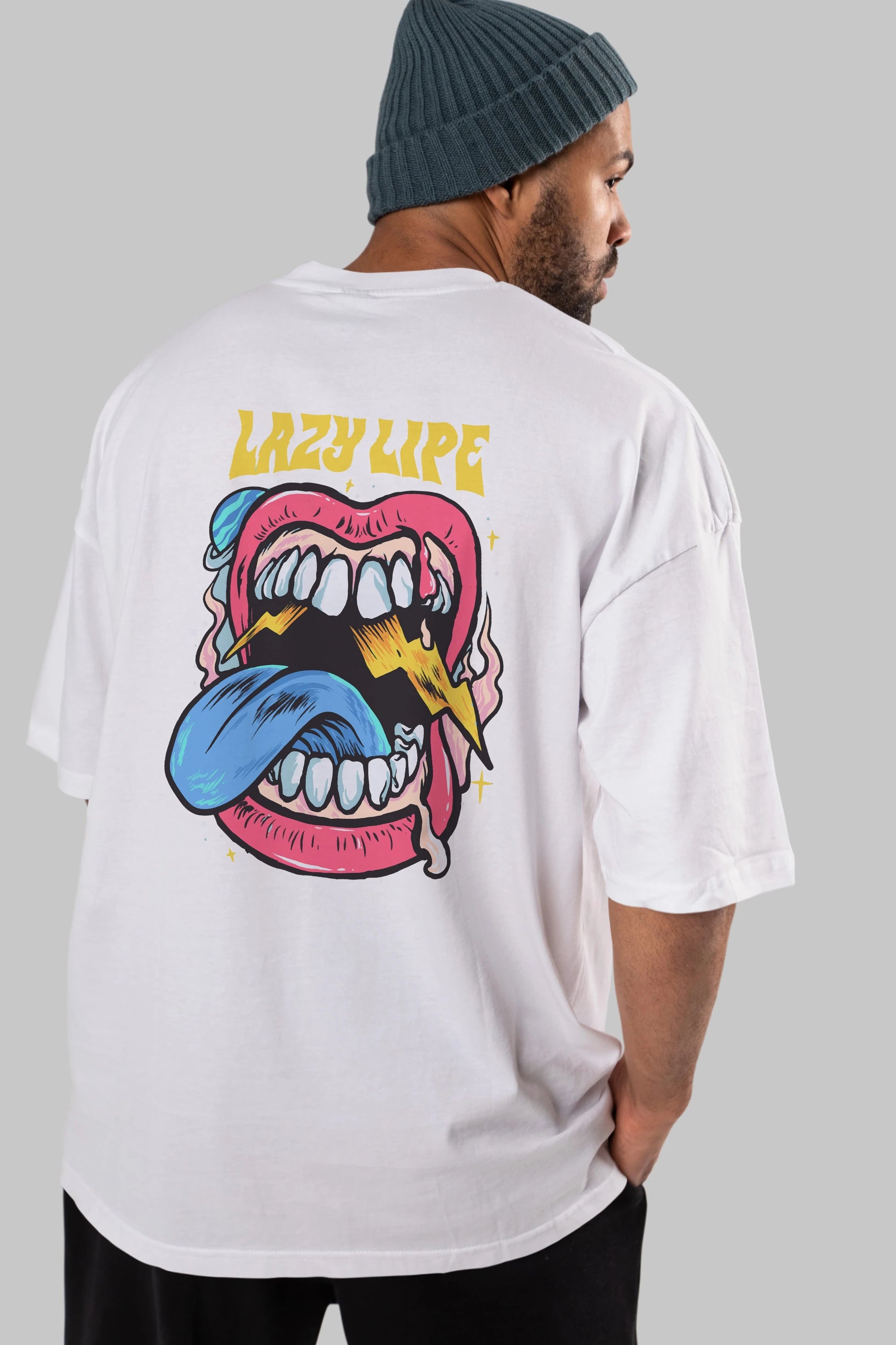 Lazy Lipe Arka Baskılı Oversize t-shirt Erkek Kadın Unisex