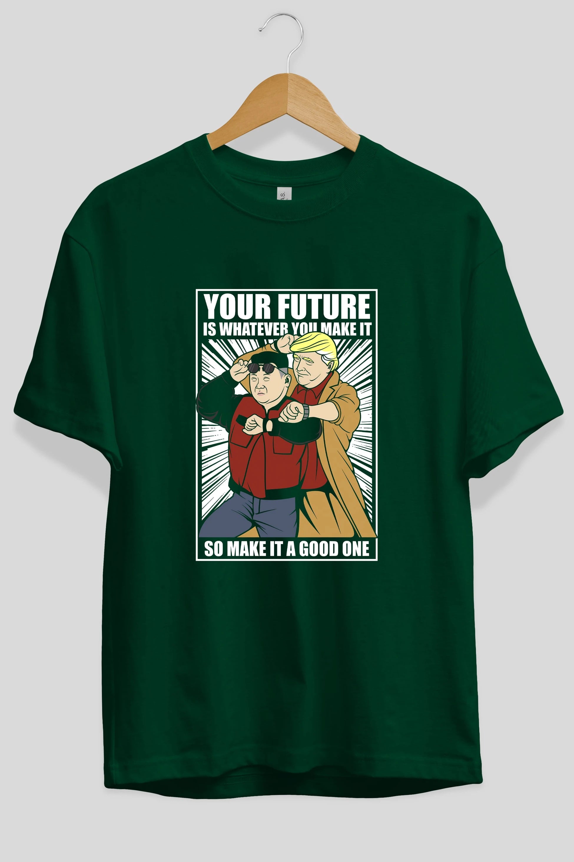 Back To The Future Jong Un Trump Ön Baskılı Oversize t-shirt Erkek Kadın Unisex %100 Pamuk tişort