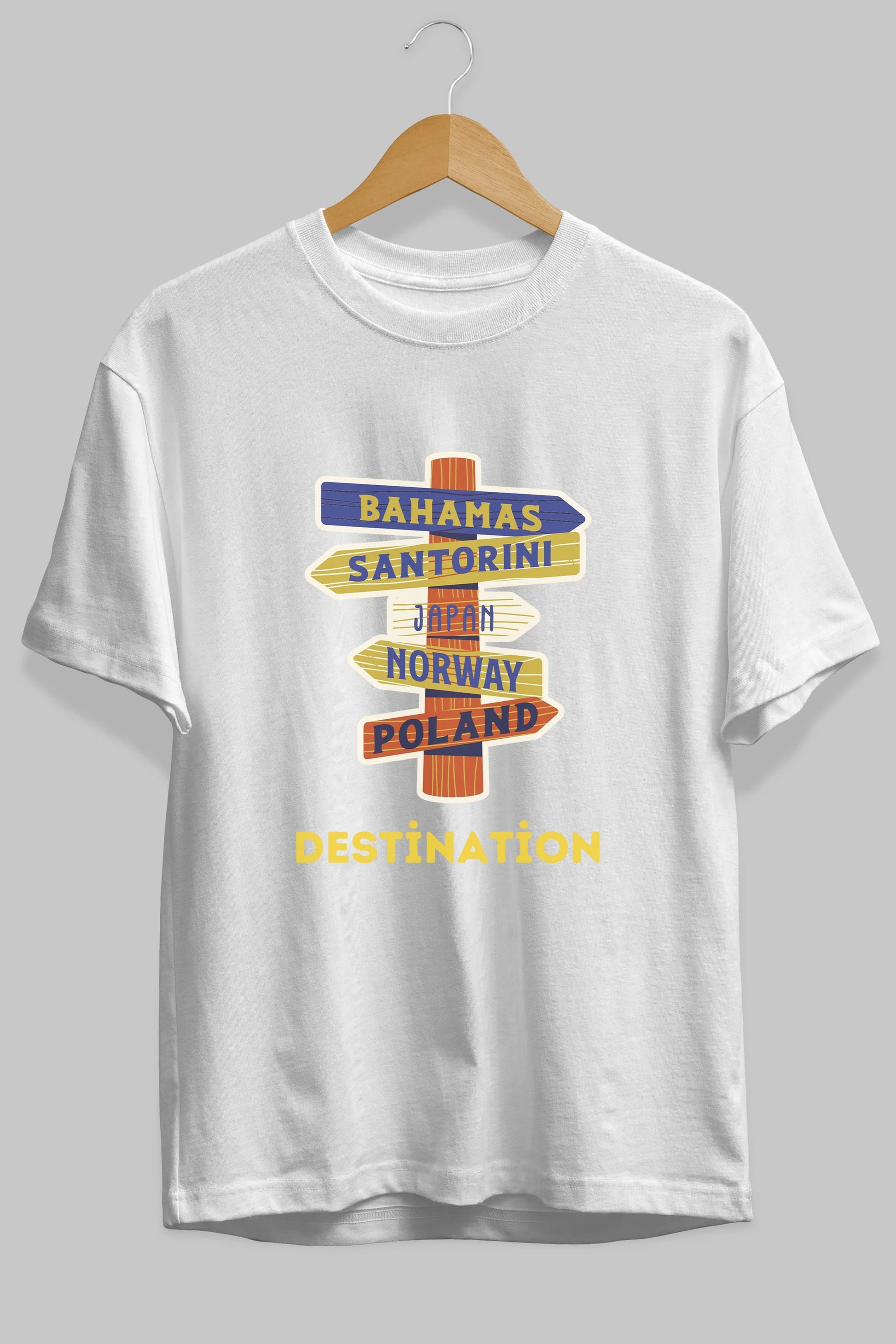Destination Yazılı Ön Baskılı Oversize t-shirt Erkek Kadın Unisex