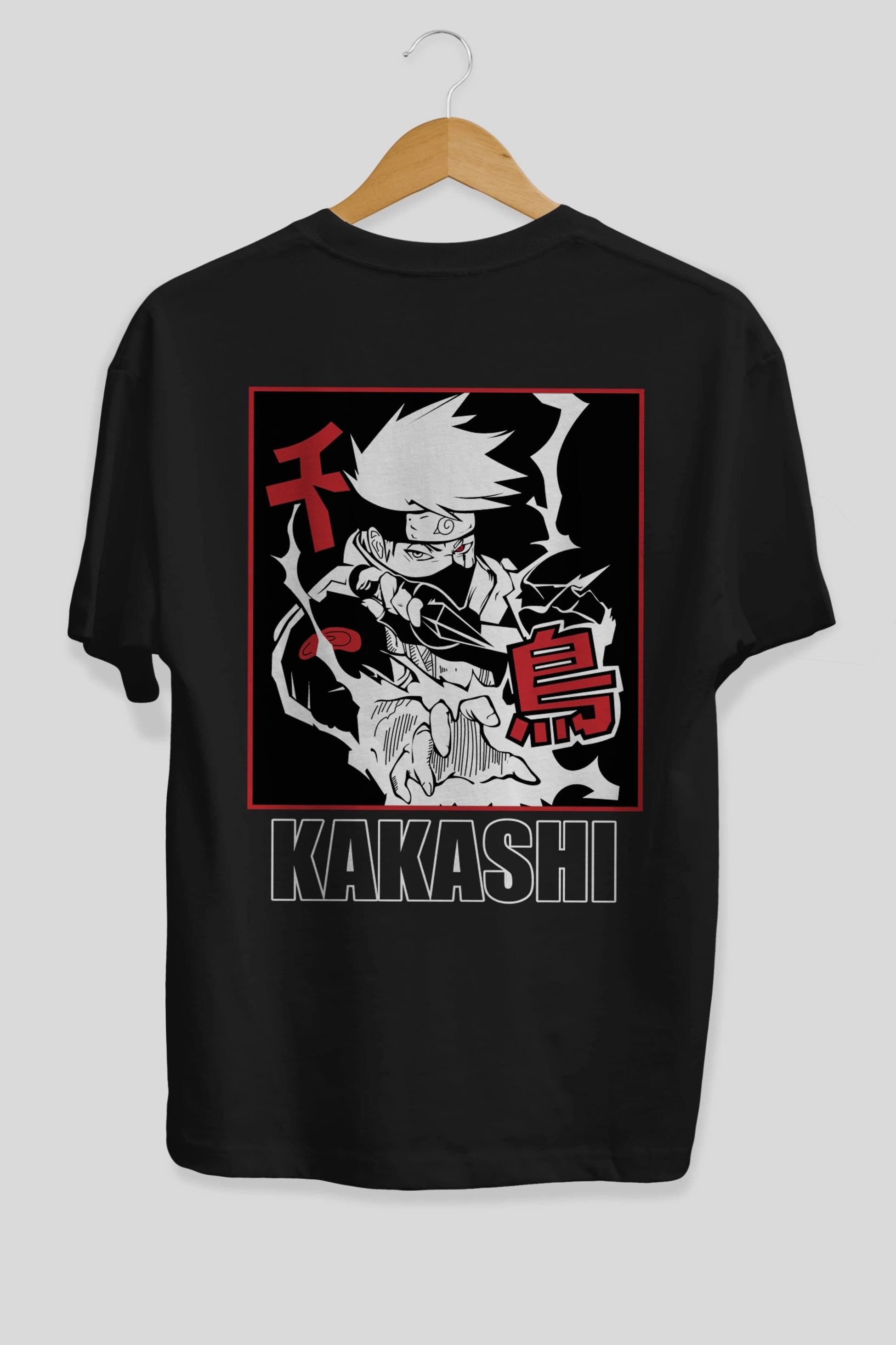 KAKASHI HATAKE NARUTO Anime Arka Baskılı Oversize t-shirt Erkek Kadın Unisex