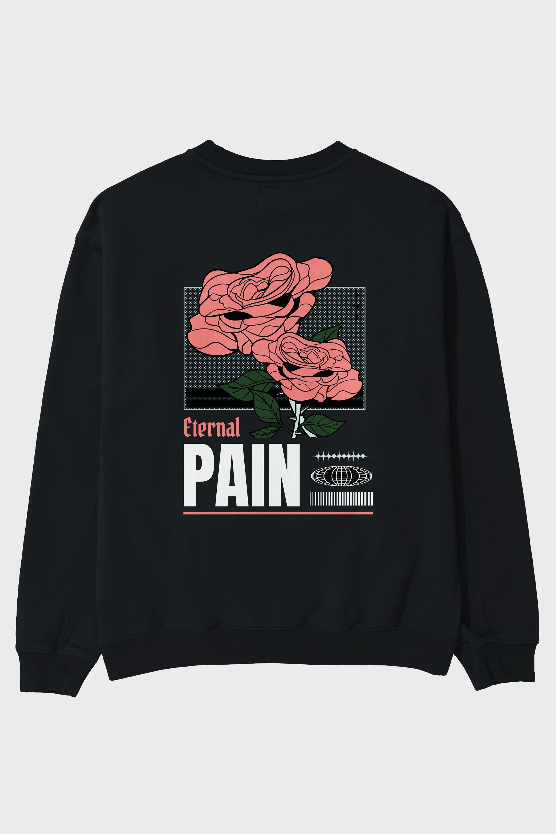 Eternal Pain Arka Baskılı Oversize Sweatshirt Erkek Kadın Unisex
