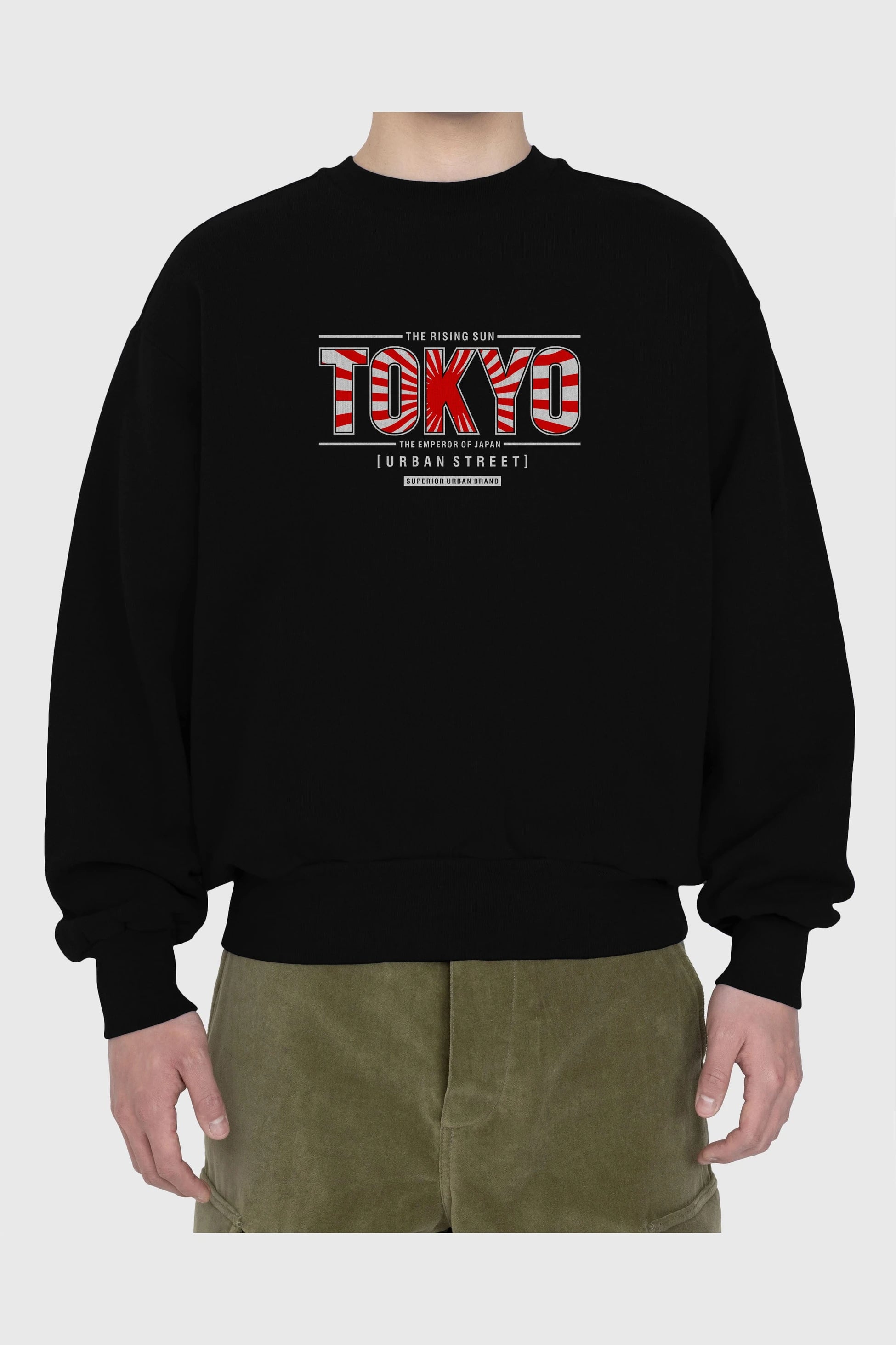 Tokyo Ön Baskılı Oversize Sweatshirt Erkek Kadın Unisex