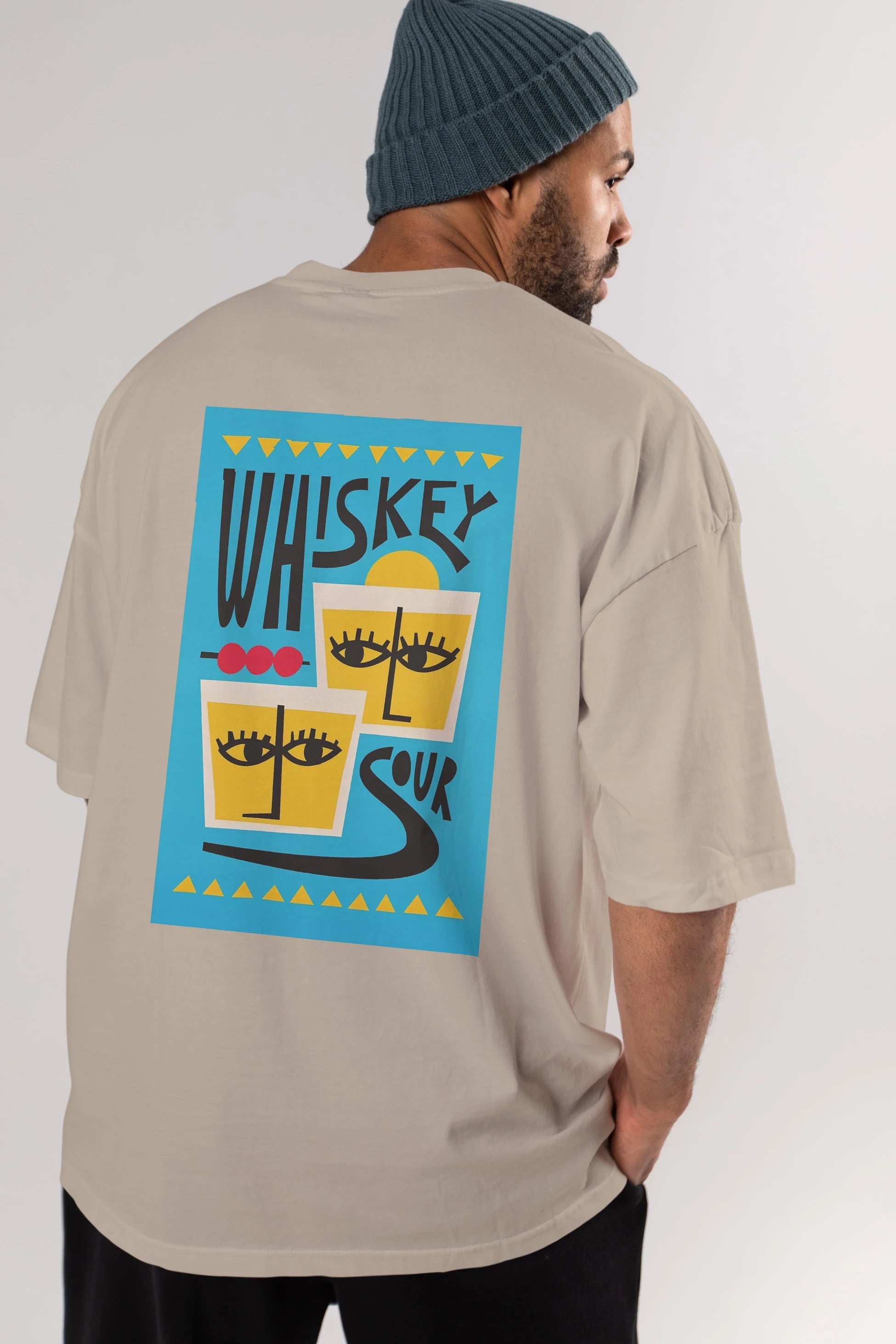 Whiskey Sour 2 Arka Baskılı Oversize t-shirt Erkek Kadın Unisex %100 Pamuk Bisiklet Yaka tişort
