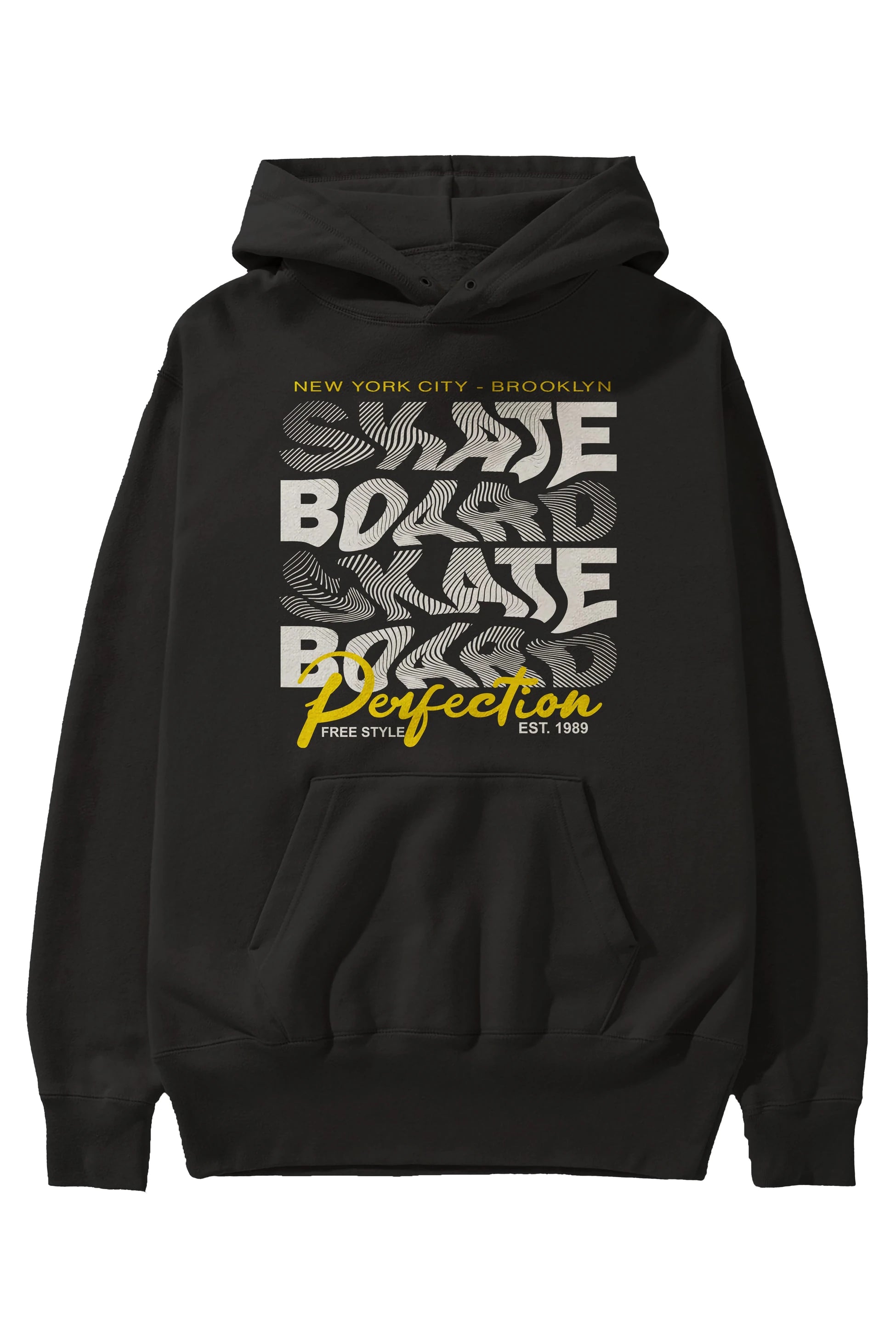 New York City and Brooklyn Ön Baskılı Hoodie Oversize Kapüşonlu Sweatshirt Erkek Kadın Unisex