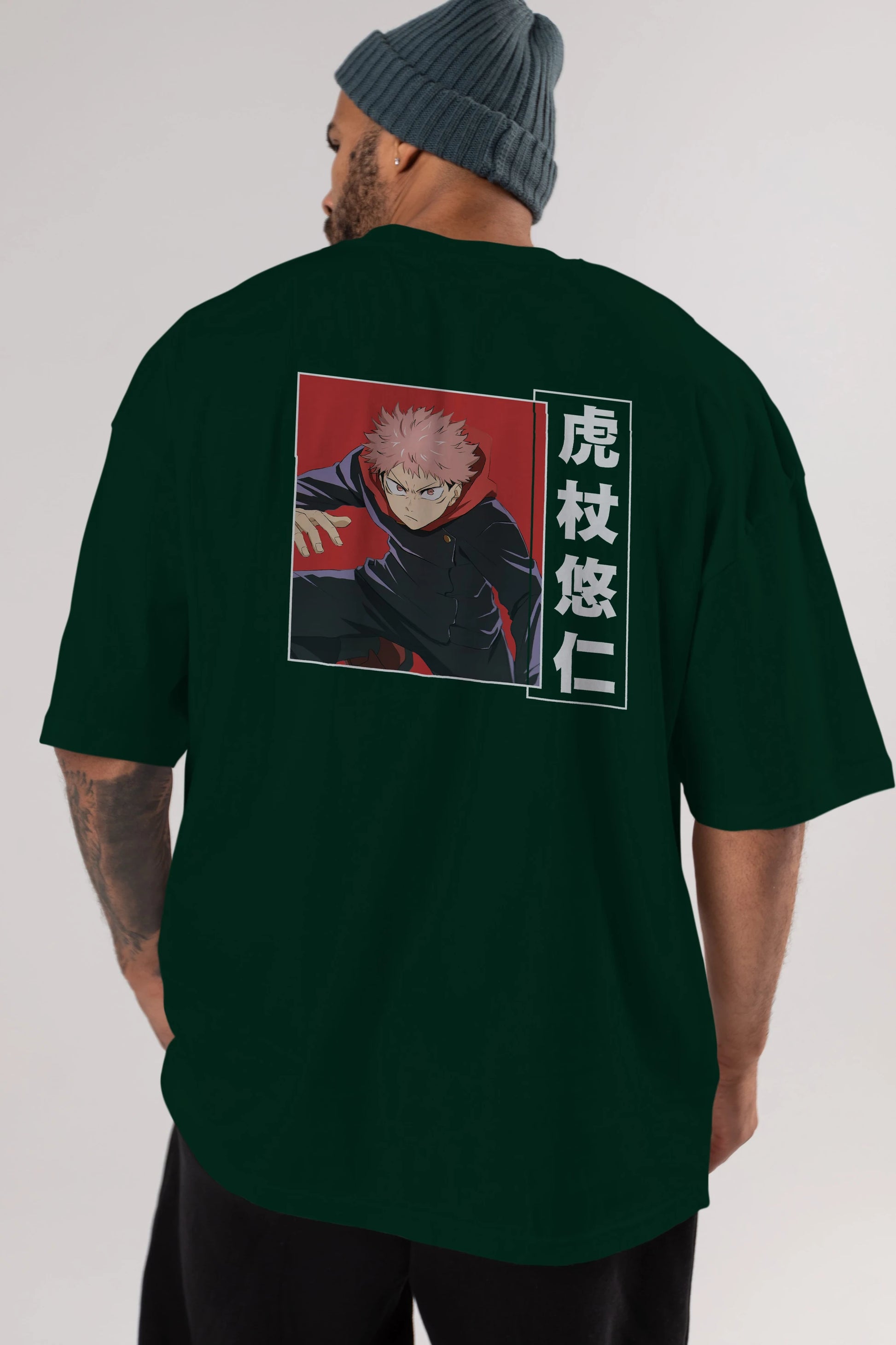 Yuuji Itadori 2 Anime Arka Baskılı Oversize t-shirt Erkek Kadın Unisex