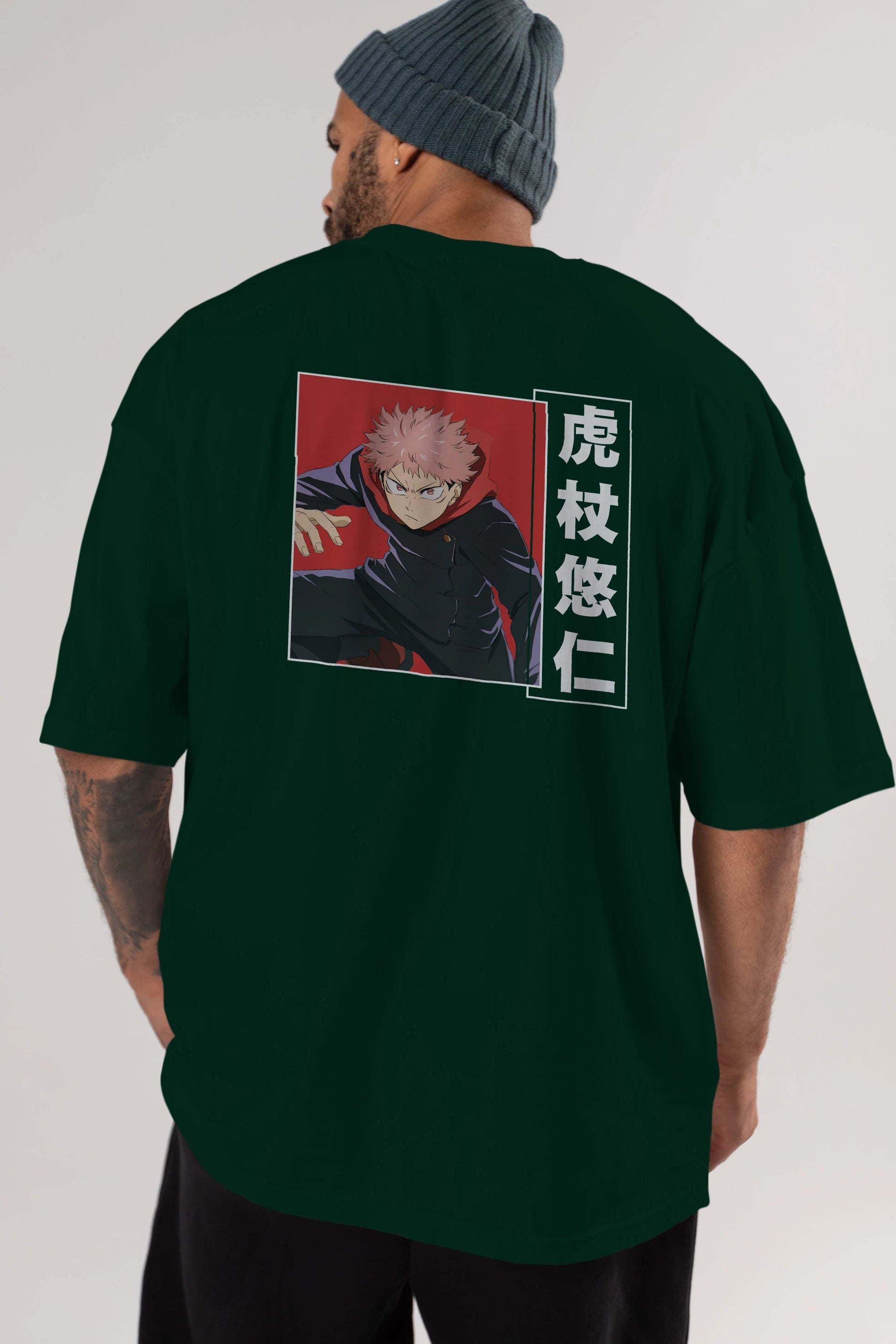 Yuuji Itadori 2 Anime Arka Baskılı Oversize t-shirt Erkek Kadın Unisex