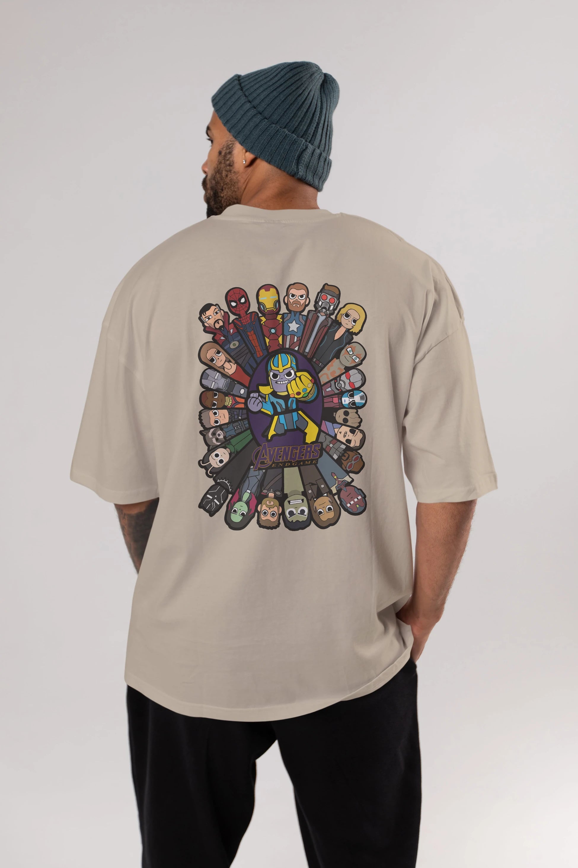The Avengers (2) Arka Baskılı Oversize t-shirt Erkek Kadın Unisex %100 Pamuk Bisiklet Yaka tişort